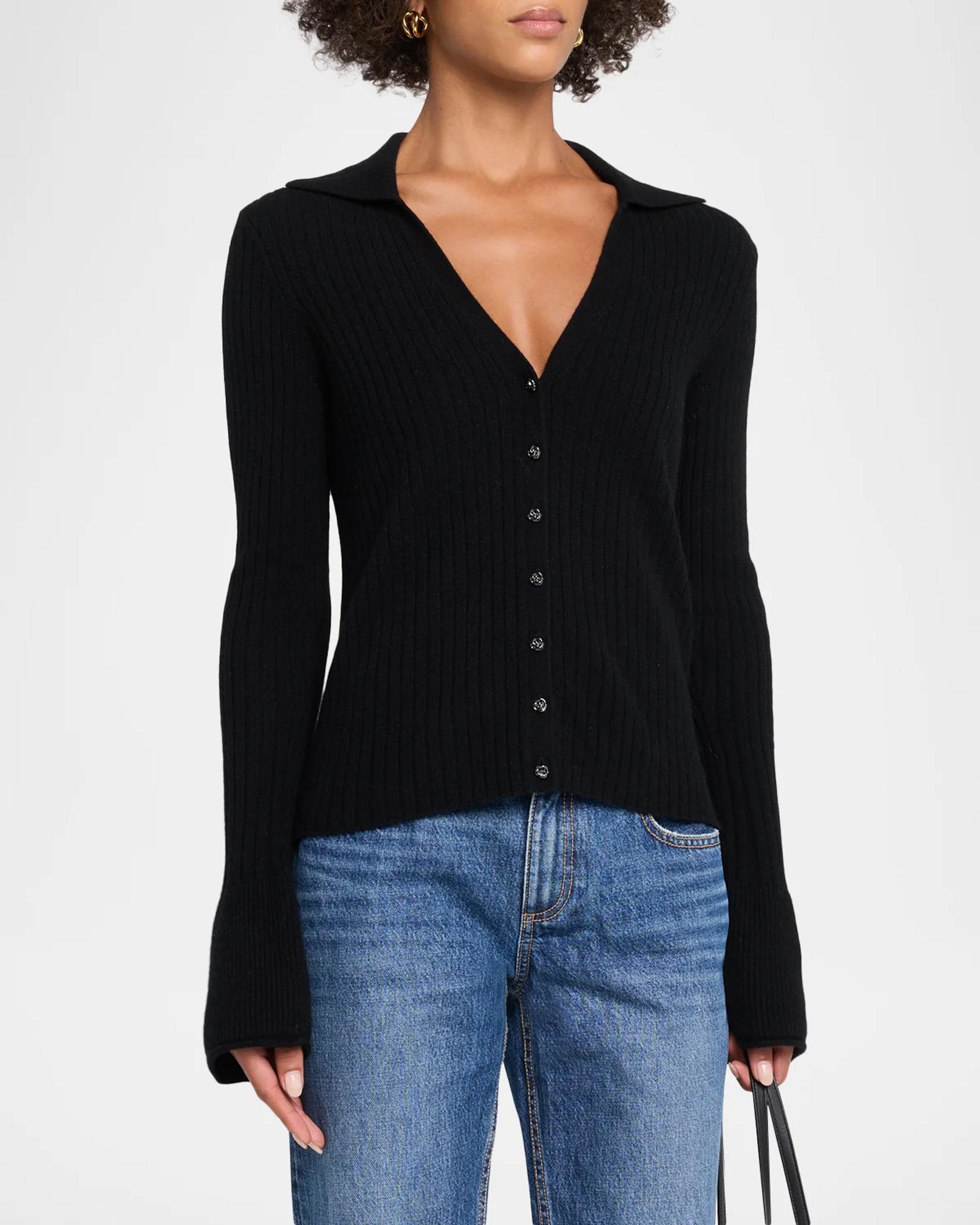 Ramy Brook Cathy Rib-Knit Cashmere Cardigan | Neiman Marcus