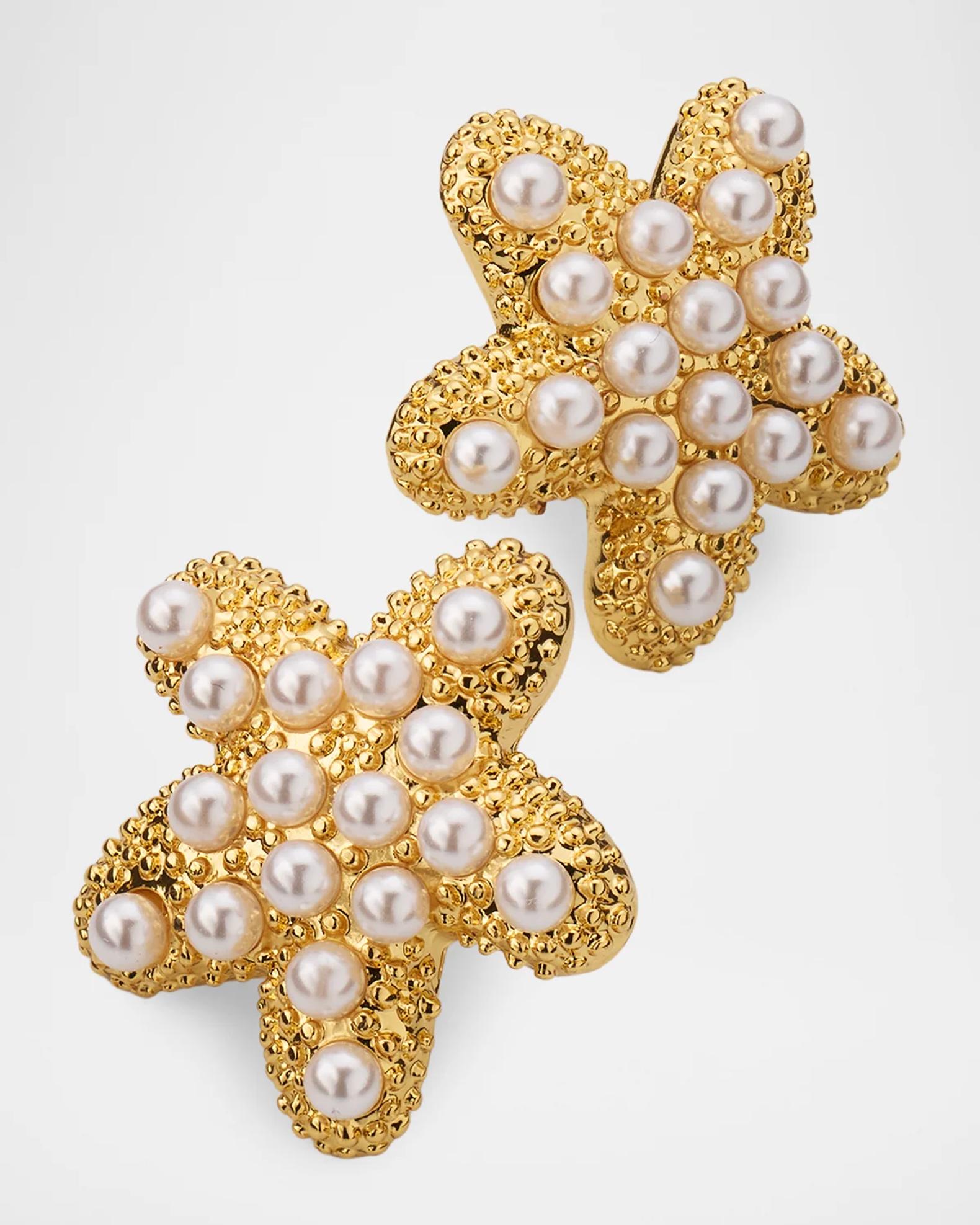 Kenneth Jay Lane 18K Gold-Plated and Glass Pearl Starfish Earrings ...