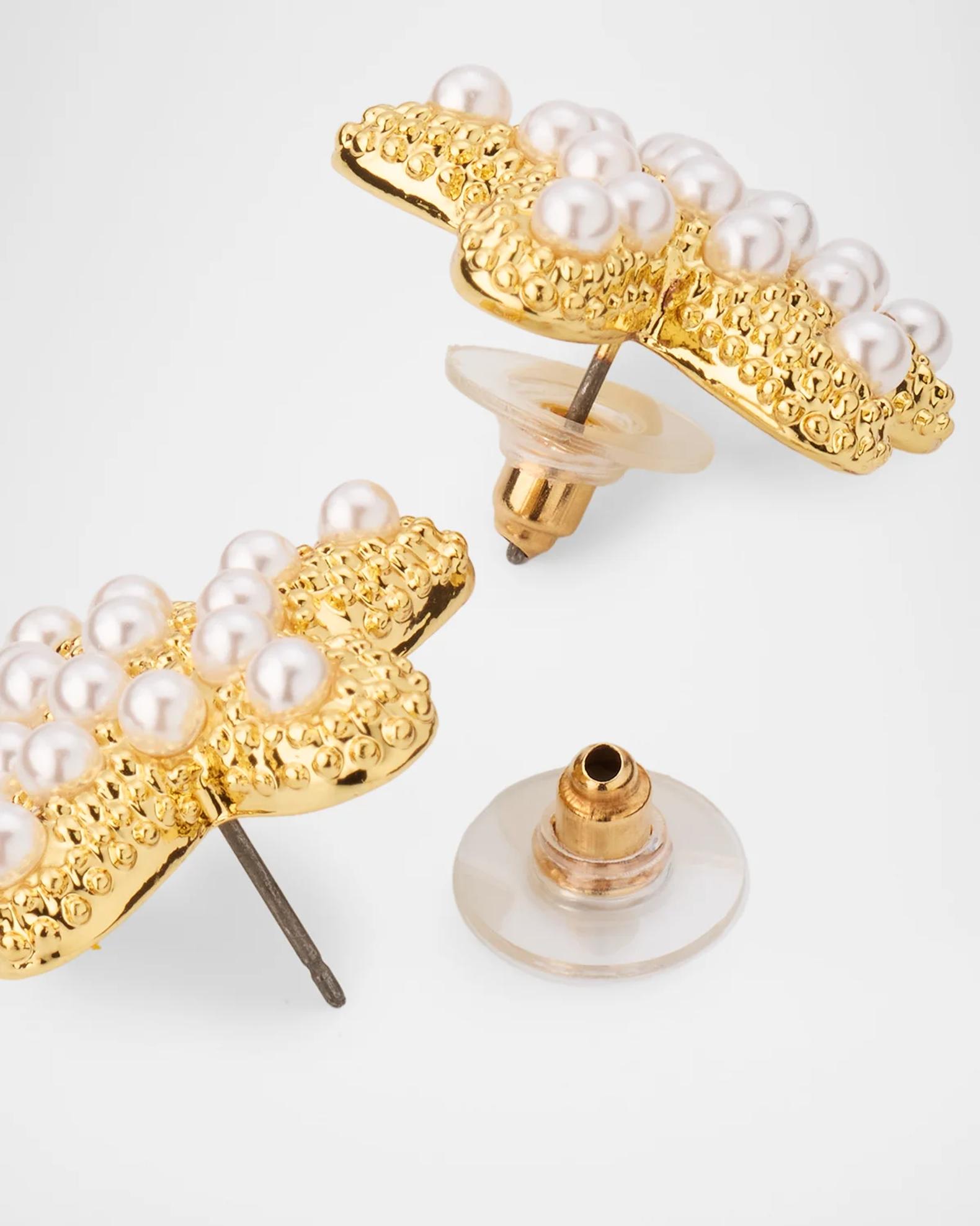 Kenneth Jay Lane 18K Gold-Plated and Glass Pearl Starfish Earrings ...