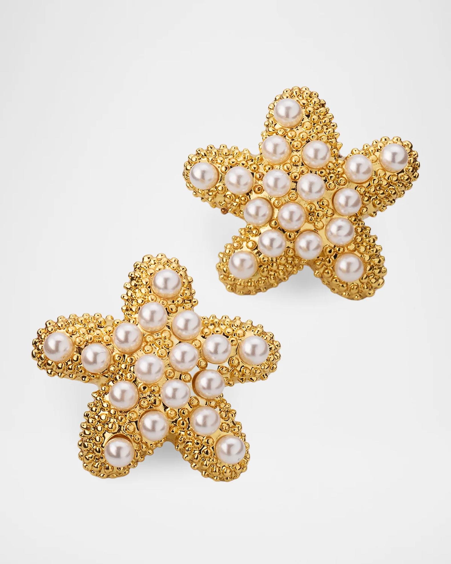 Kenneth Jay Lane 18K Gold-Plated and Glass Pearl Starfish Earrings ...