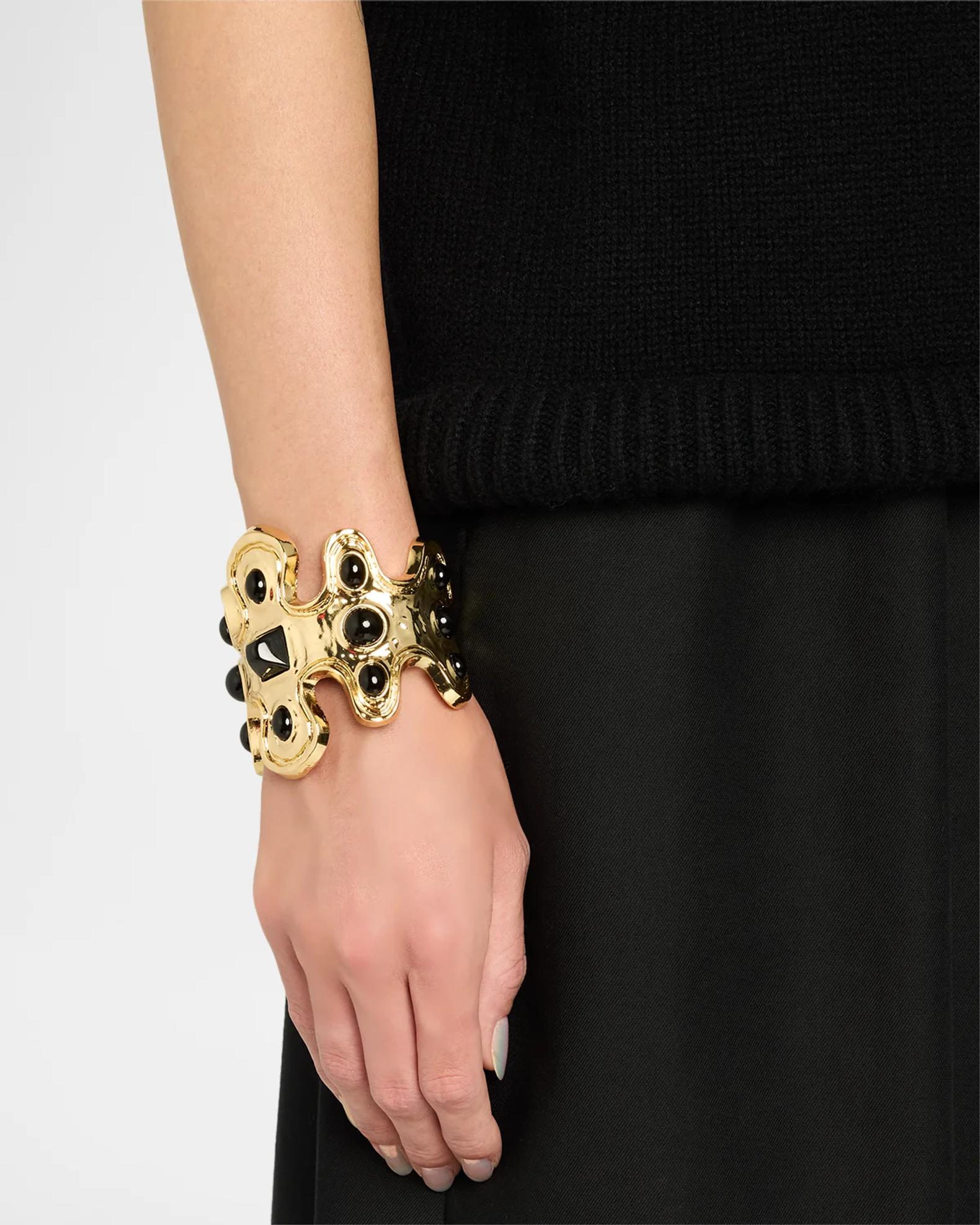 Kenneth Jay Lane 18K Gold-Plated and Black Cabochon Cuff Bracelet ...