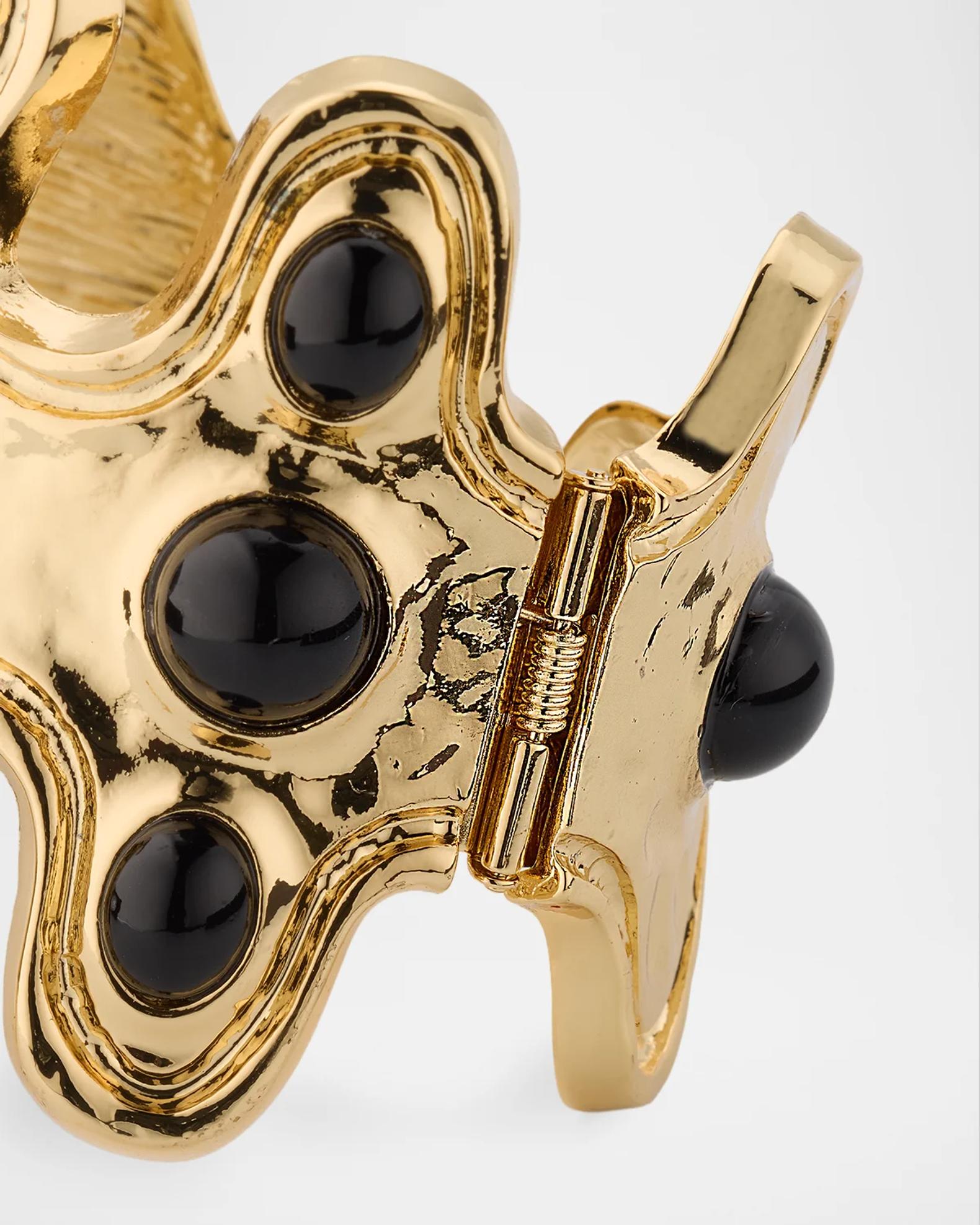 Kenneth Jay Lane 18K Gold-Plated and Black Cabochon Cuff Bracelet ...