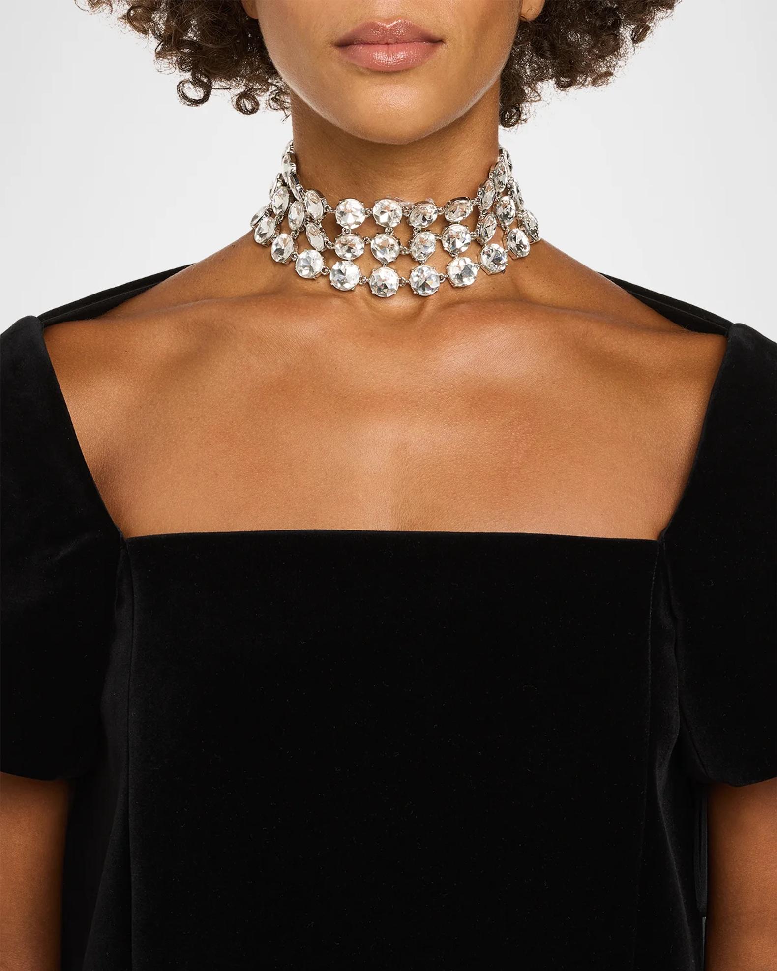 Kenneth Jay Lane Rhodium-Plated and Crystal Choker Necklace | Neiman Marcus