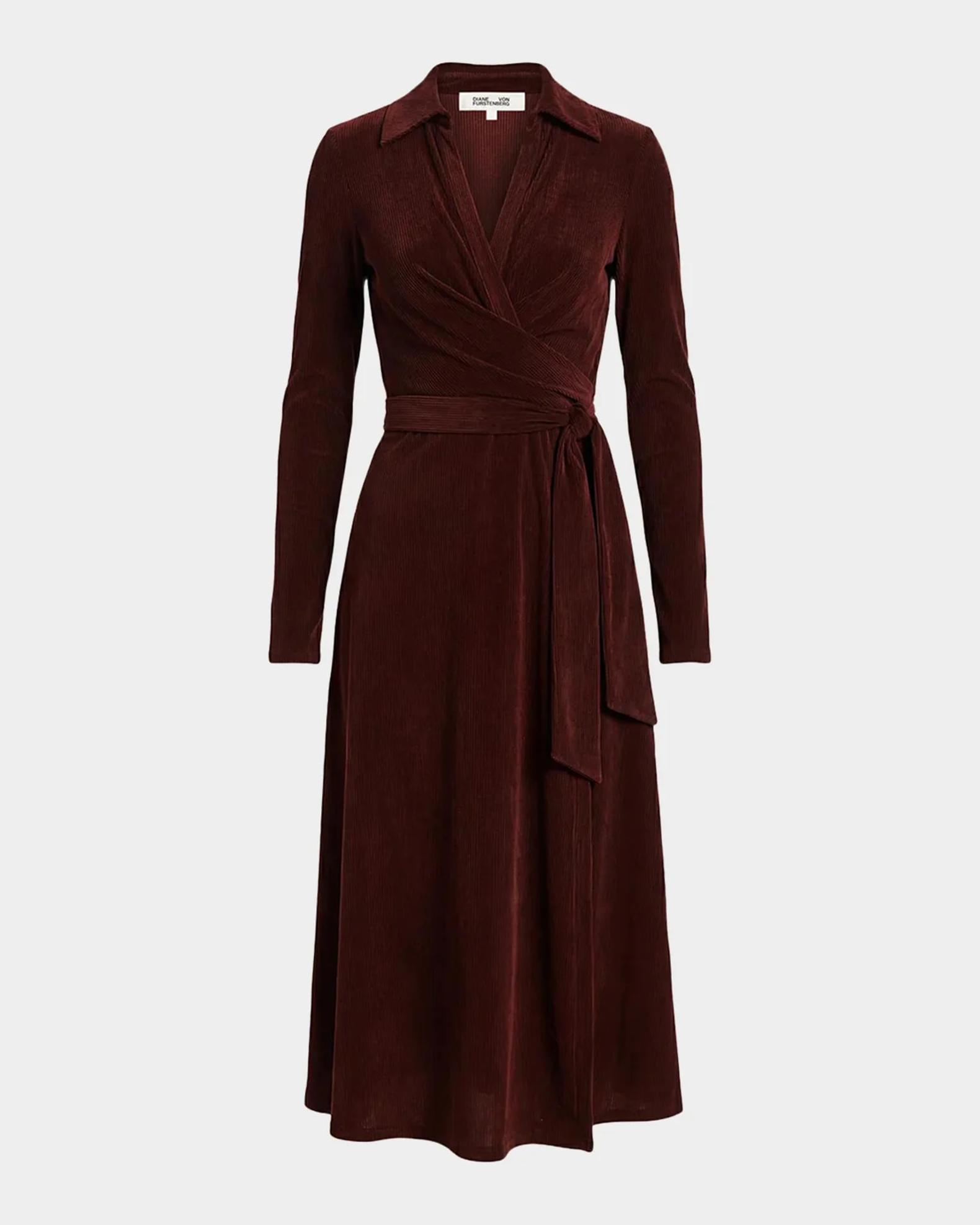 jersey wrap dress midi Diane von Furstenberg Phoenix Corduroy Blue Dresser