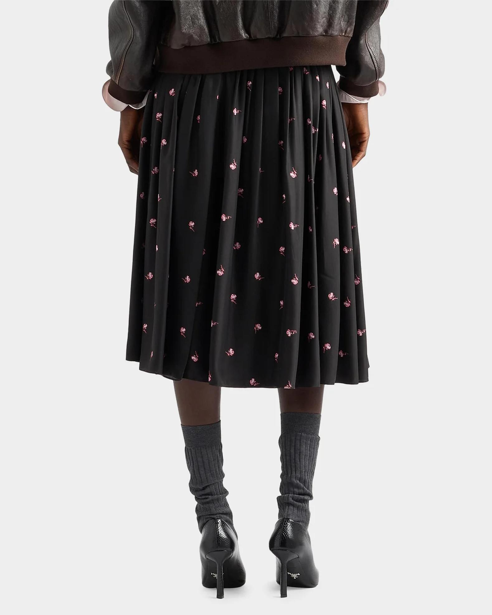 PRADA 01aw 総柄シルクスカート スプラッターペイント Prada Floral Silk-Blend A-Line Midi Skirt | Neiman Marcus