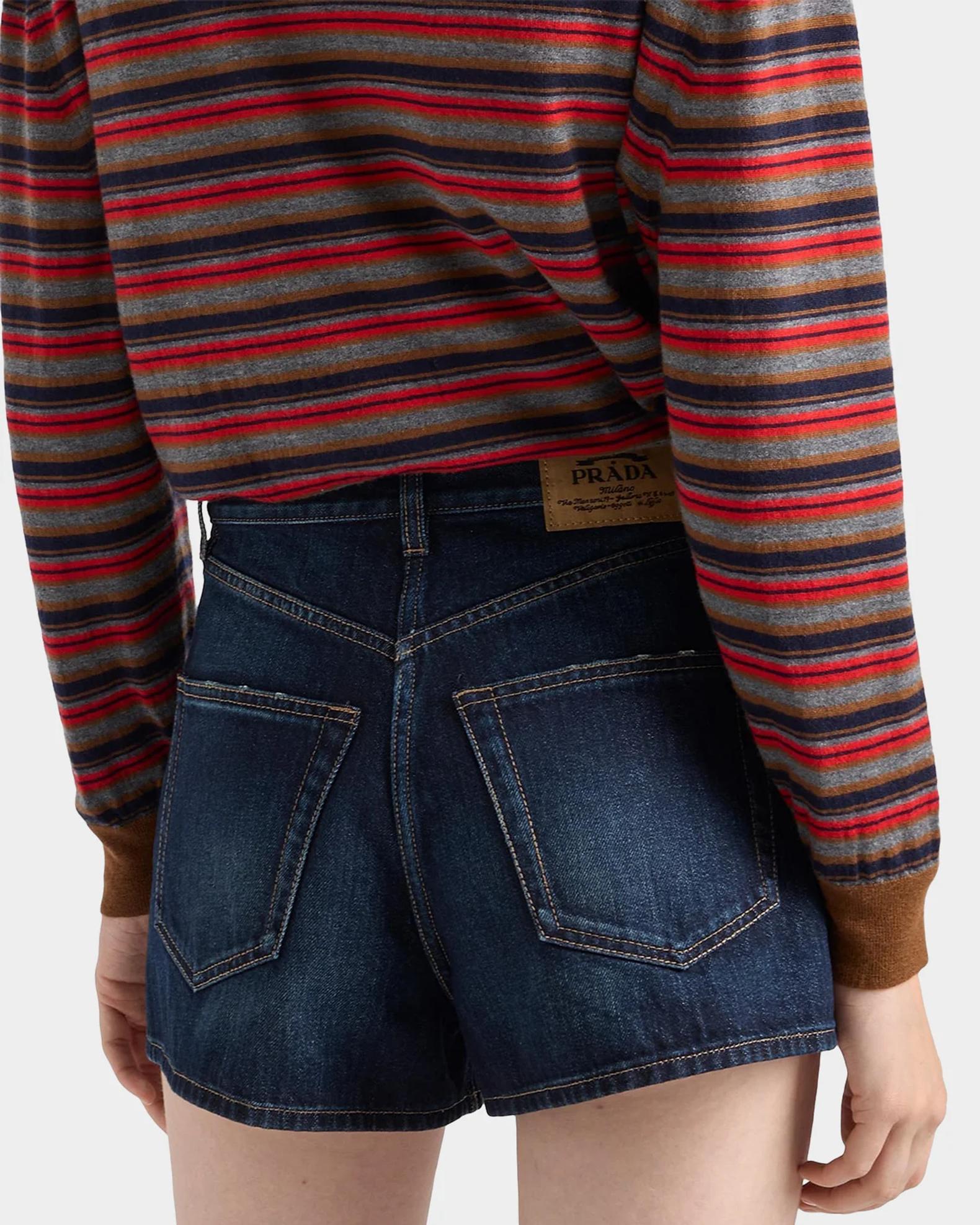Prada Denim Whiskered Shorts | Neiman Marcus