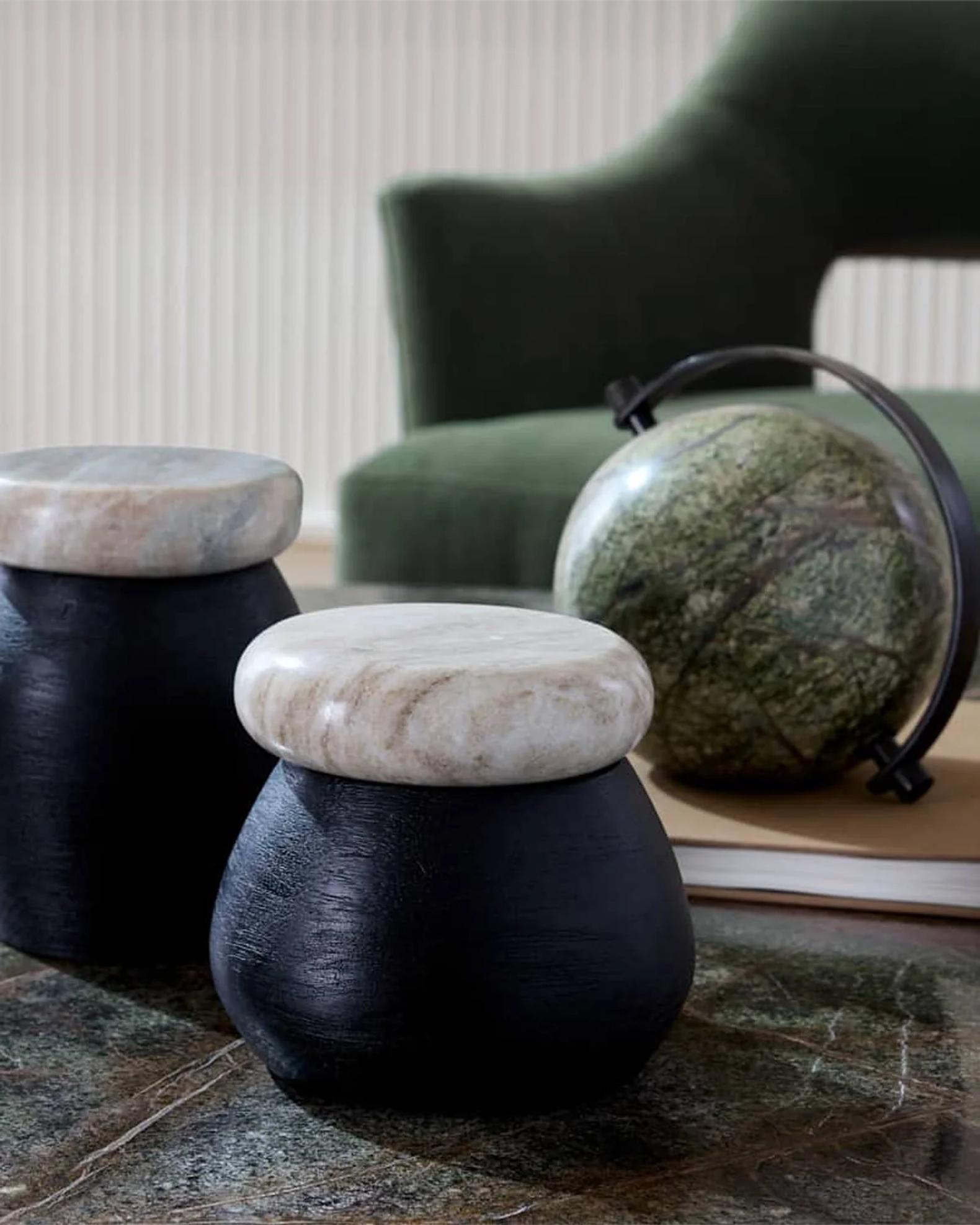 Arteriors Noelle 2-Piece Mango Wood & Marble Containers | Neiman