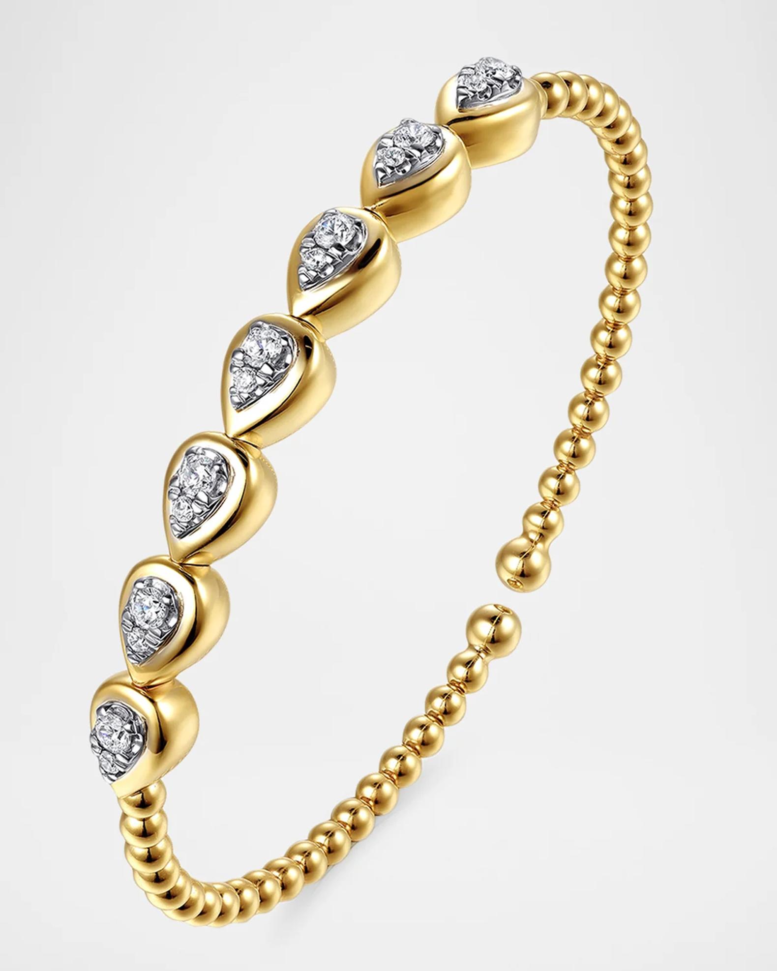 Gabriel & Co 14K White and Yellow Gold Bujukan Pear Bezel Diamond Split ...
