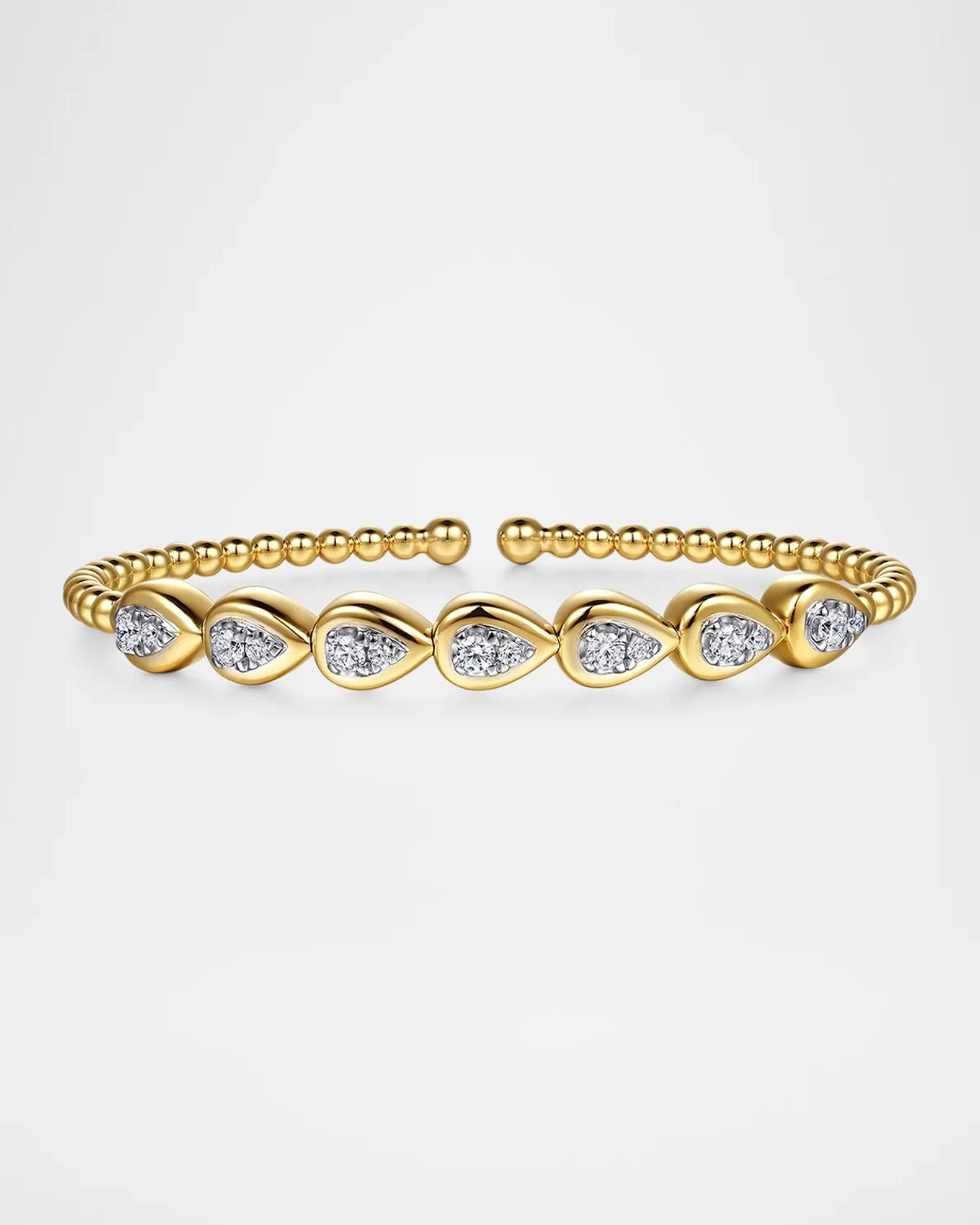 Gabriel & Co 14K White and Yellow Gold Bujukan Pear Bezel Diamond Split ...