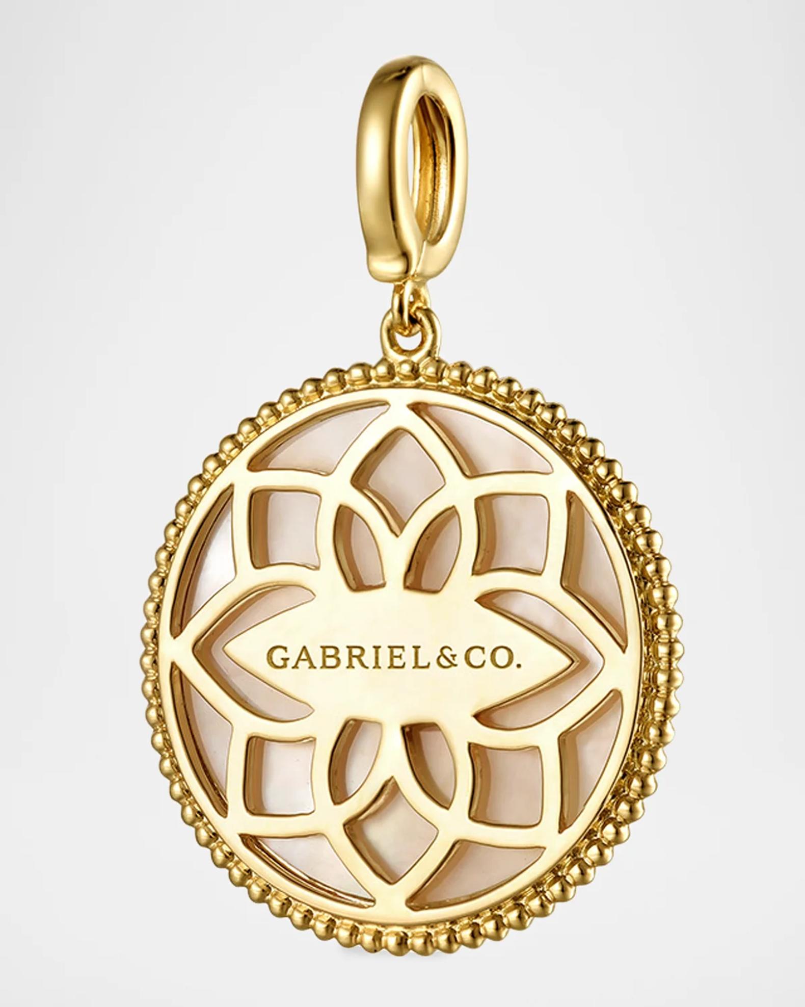 Gabriel & Co 14K Yellow Gold Diamond and Blue Sapphire Compass ...
