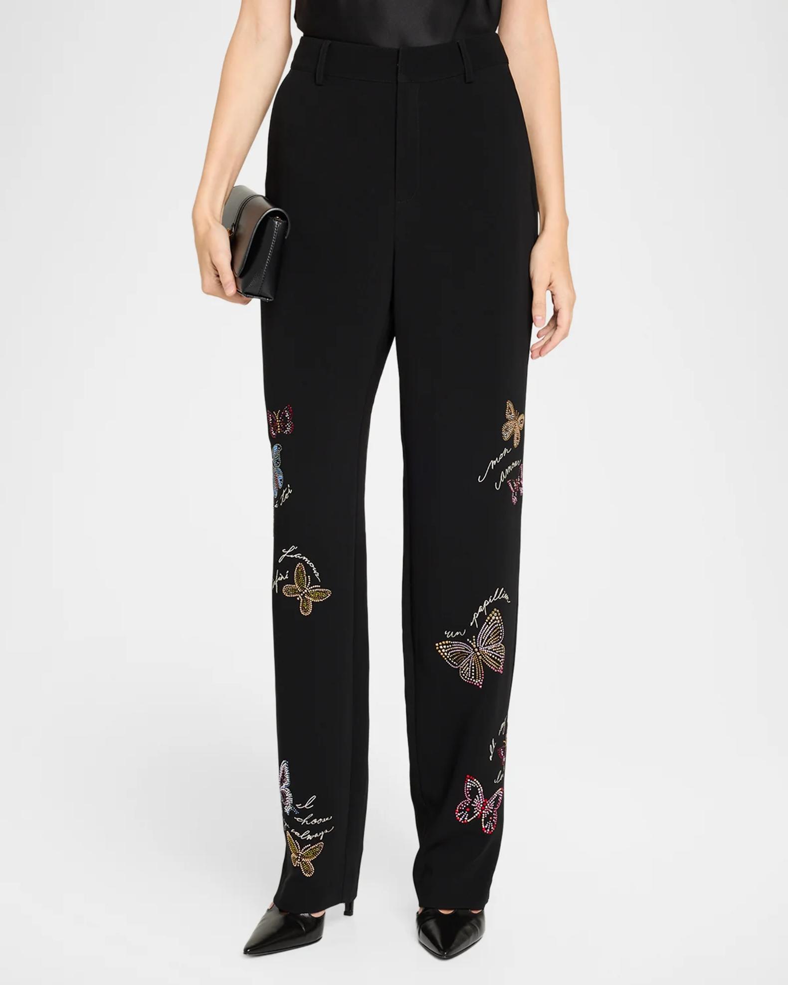 Cinq à Sept Heatset Butterfly High-Rise Trousers | Neiman Marcus
