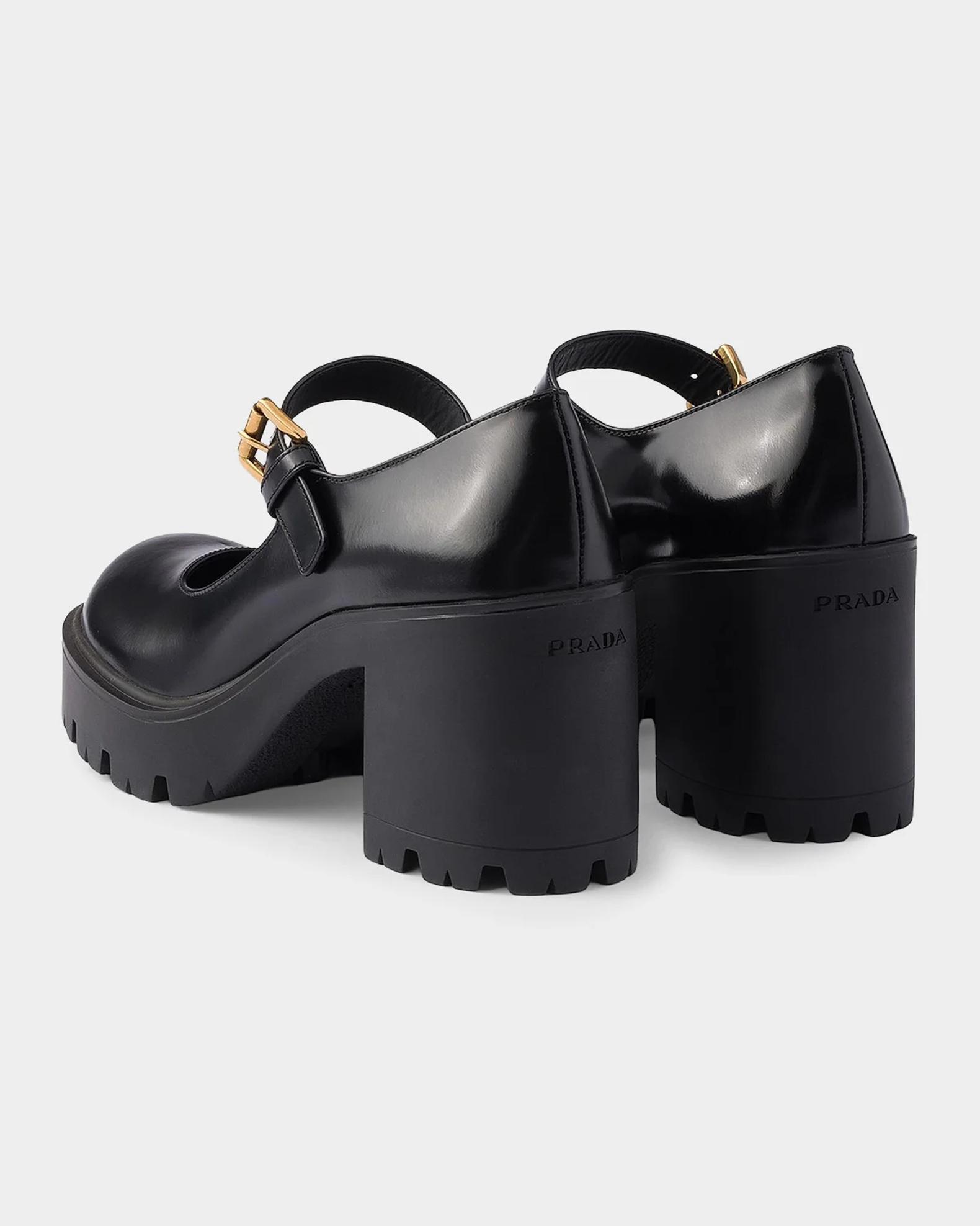 Prada 80MM Brushed Leather Mary Janes | Neiman Marcus