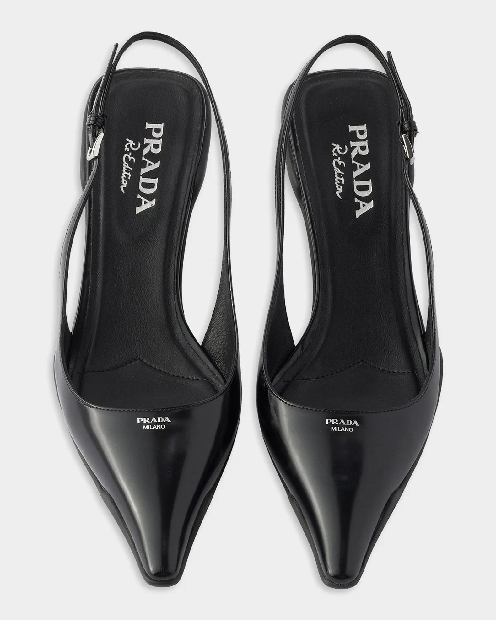 Prada 55MM Leather Kitten Heel Pumps | Neiman Marcus