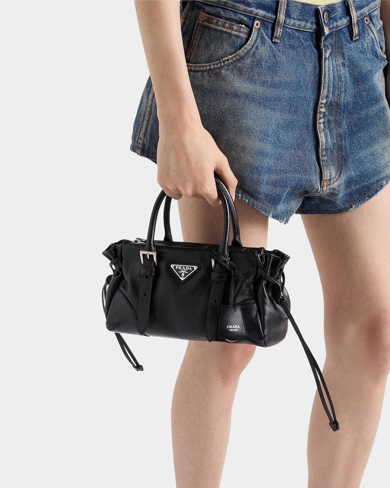 Prada Karin Small Leather Top Handle Bag | Neiman Marcus