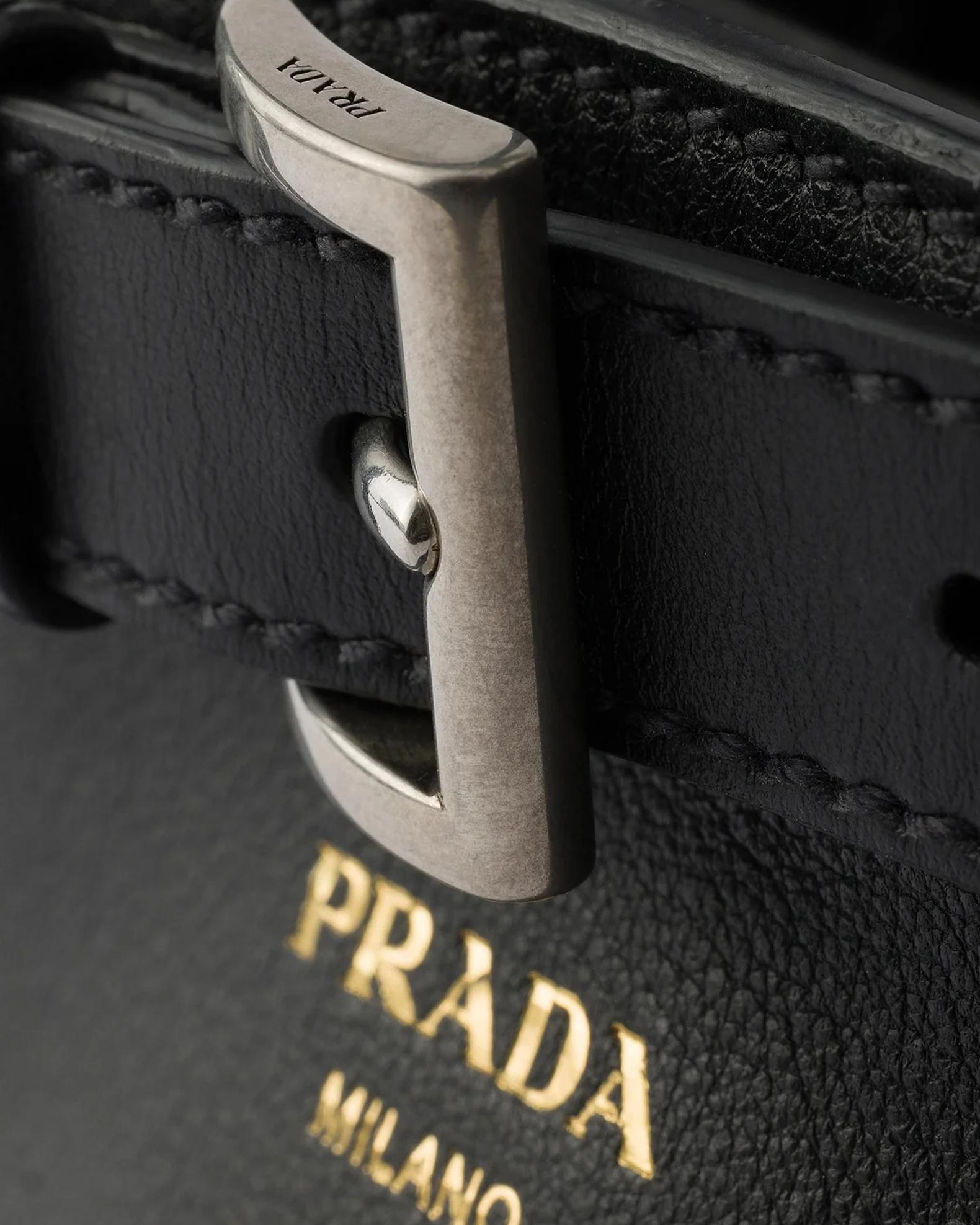 Prada Small Buckle Leather Top Handle Bag | Neiman Marcus