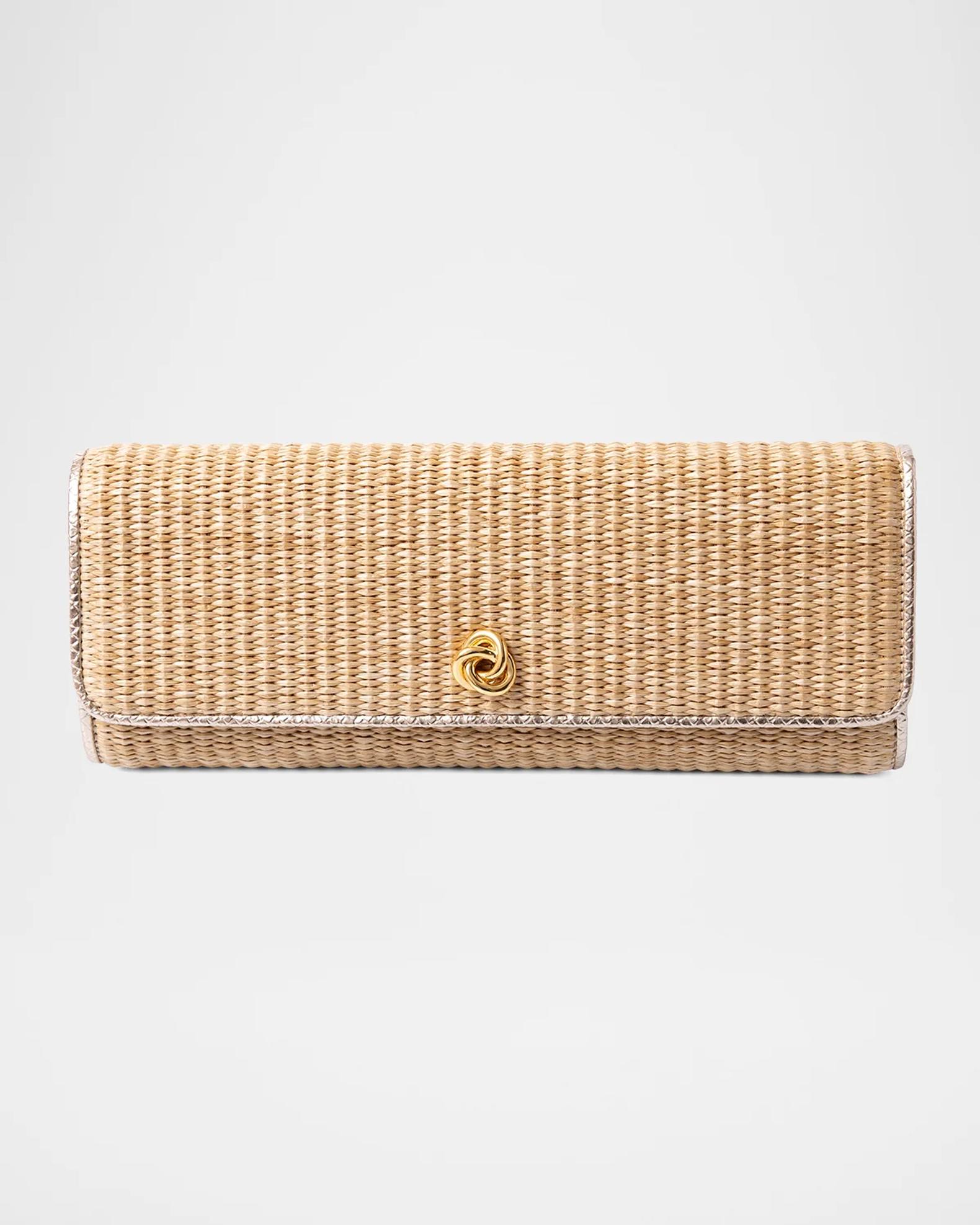 Michelle Wilhite Robbie Woven Raffia Clutch Bag | Neiman Marcus
