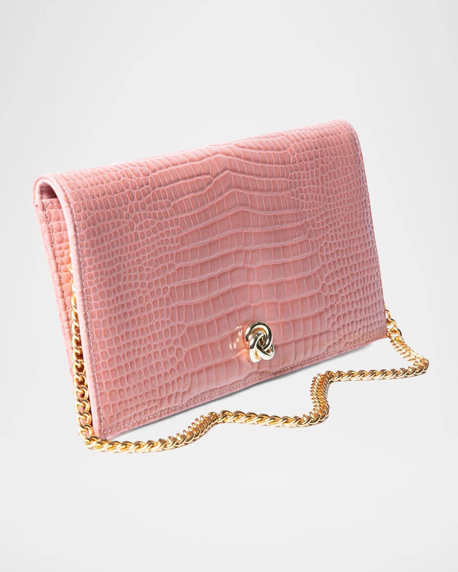 Michelle Wilhite Eloise Croc-Embossed Leather Clutch Bag | Neiman