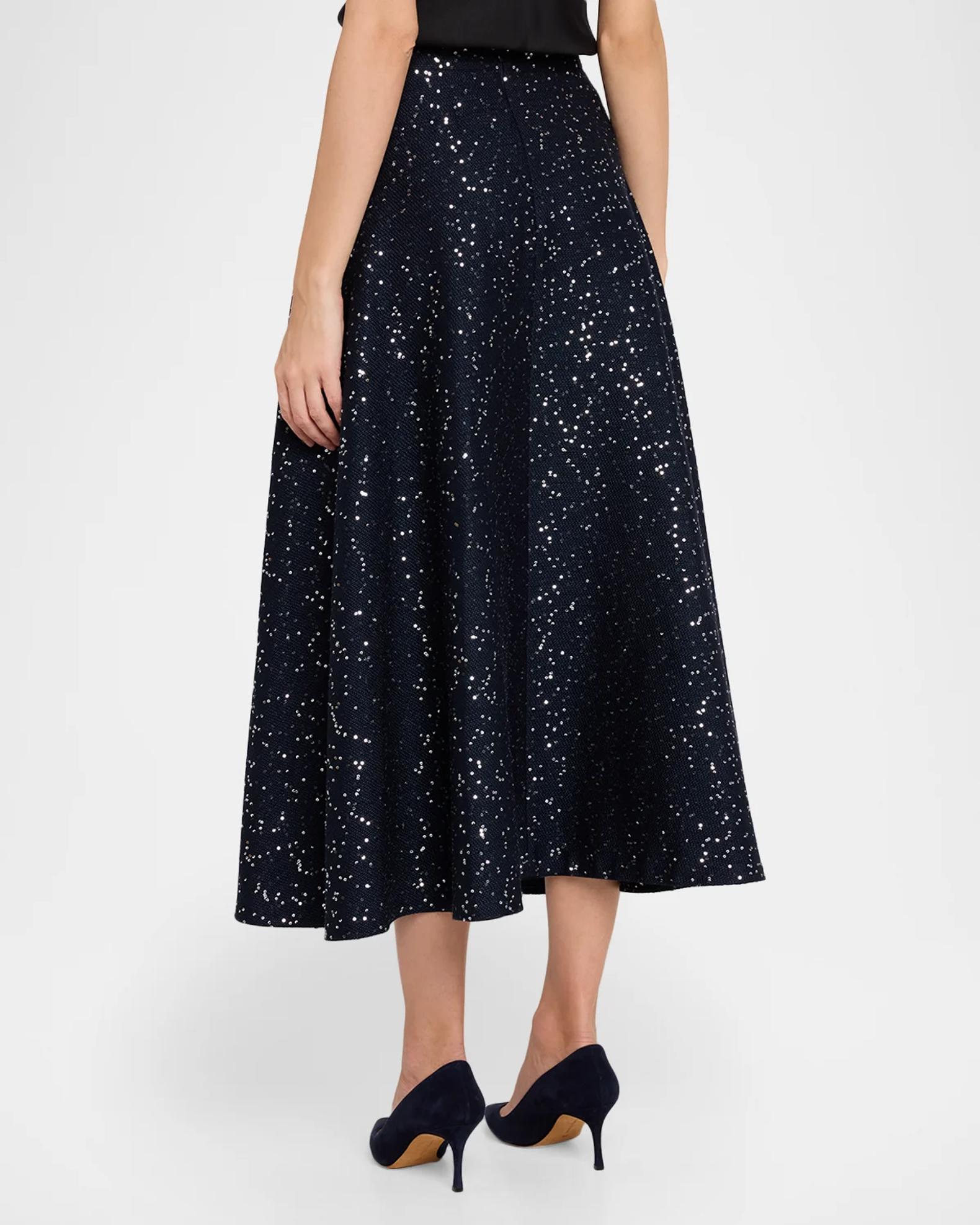 Oscar de la Renta Sequin Tweed A-Line Midi Skirt | Neiman Marcus