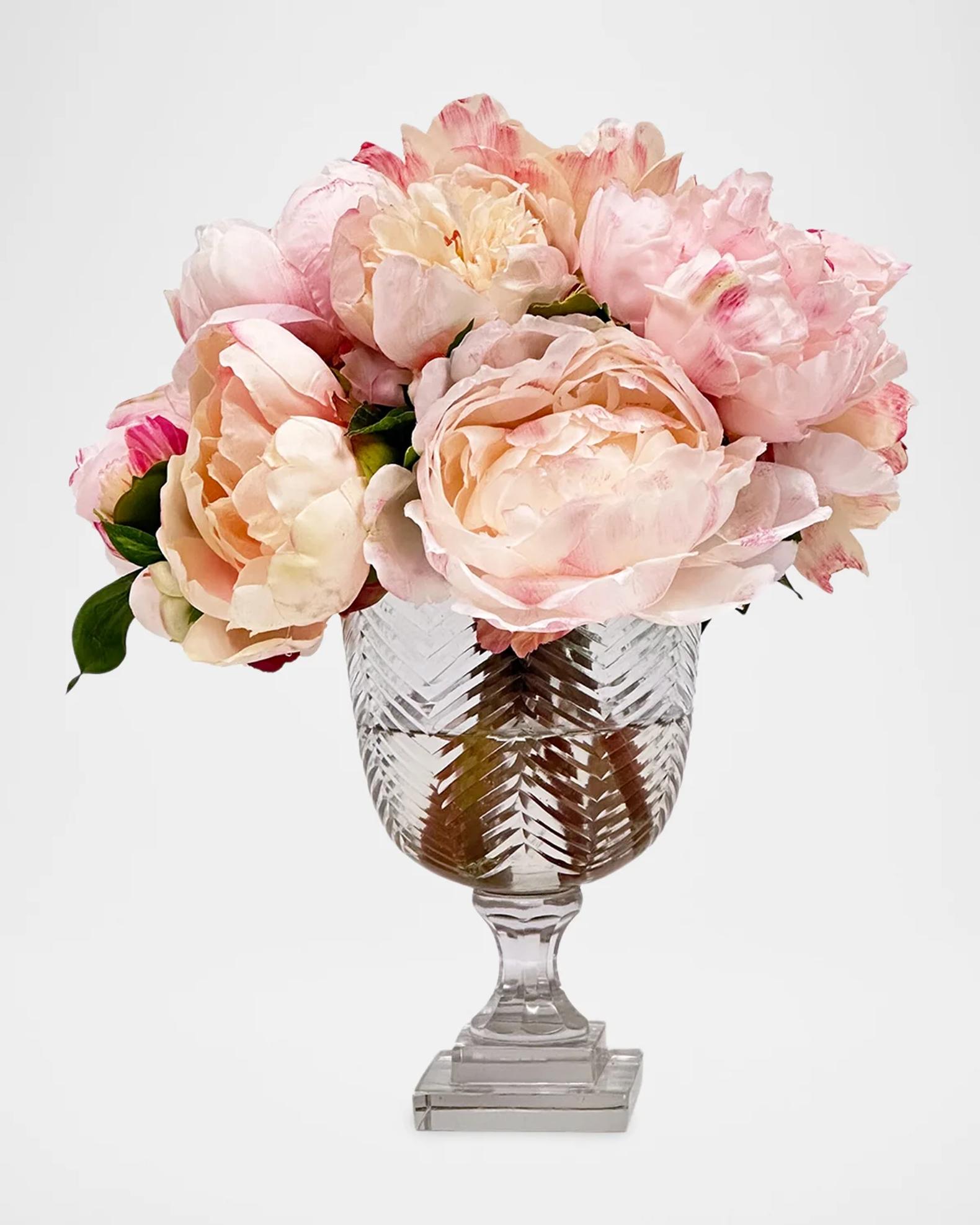 Winward Home Peony Bouquet in Glass Vase | Neiman Marcus