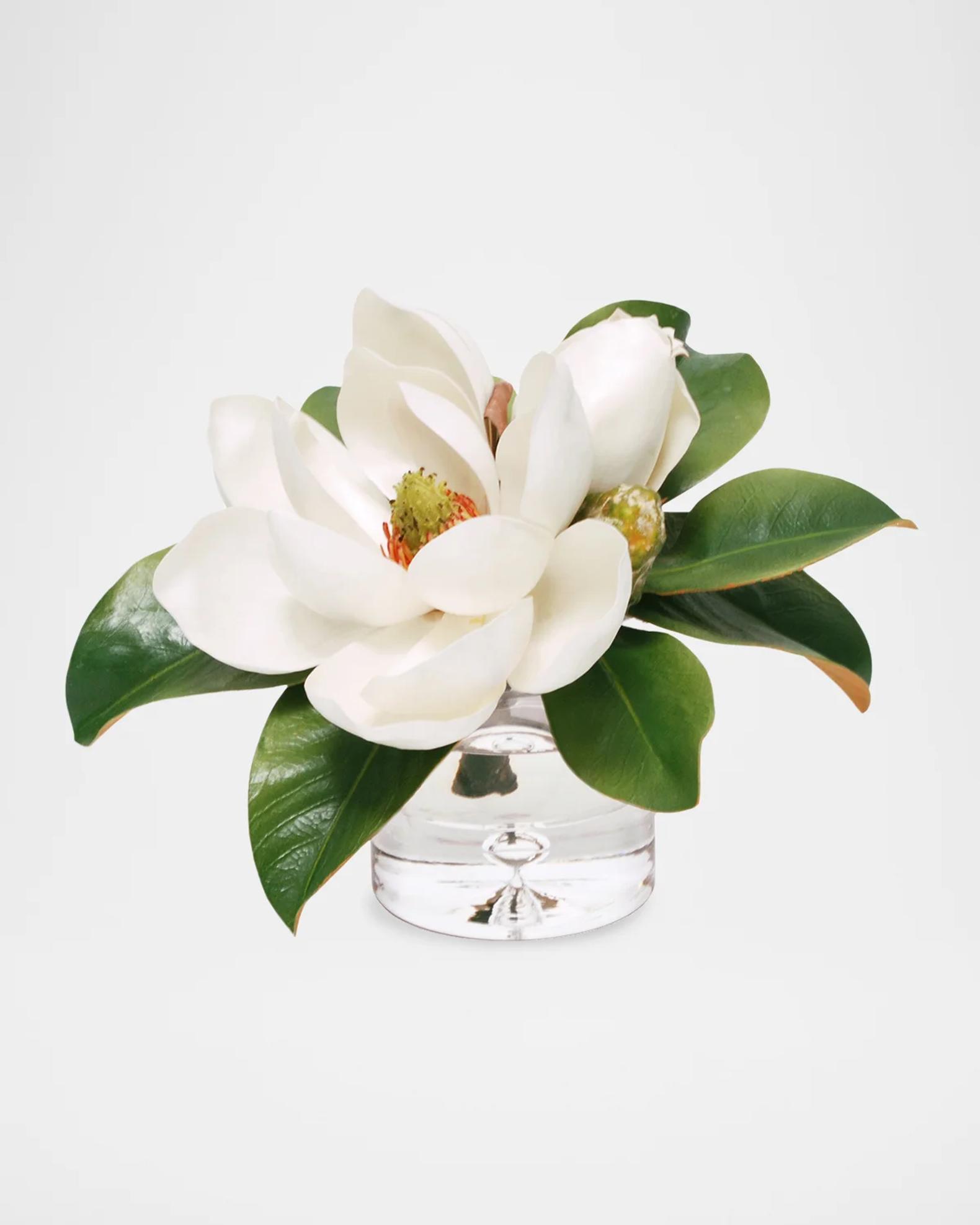 Winward Home Magnolia Floral Arrangement in Glass Vase | Neiman Marcus