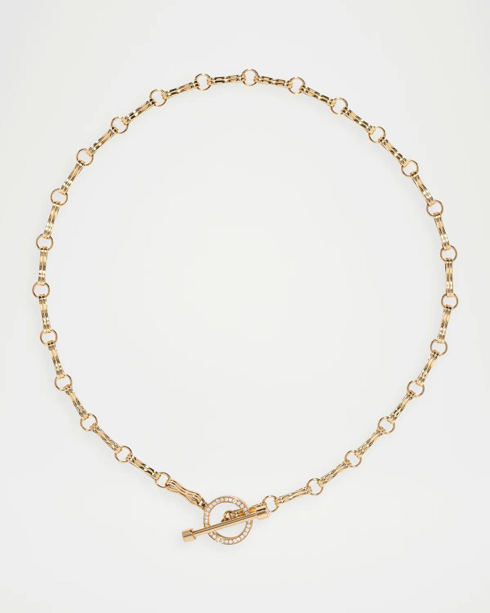 No.5 big motif chain ネックレス AZLEE 18K Large Motif Double Link Pave Toggle Chain Necklace, 18