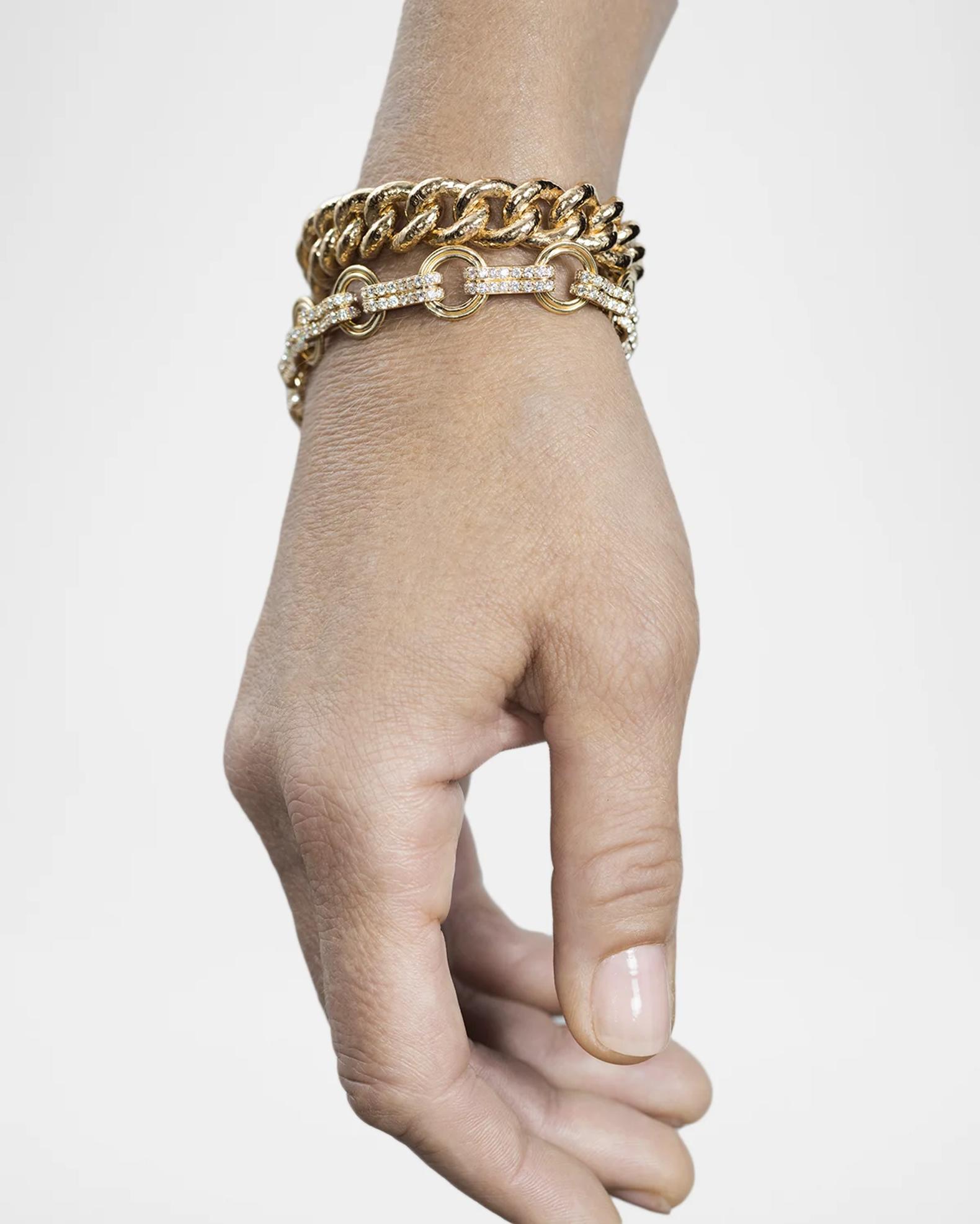 AZLEE 18K Robust Motif Bracelet with Full Diamonds | Neiman Marcus
