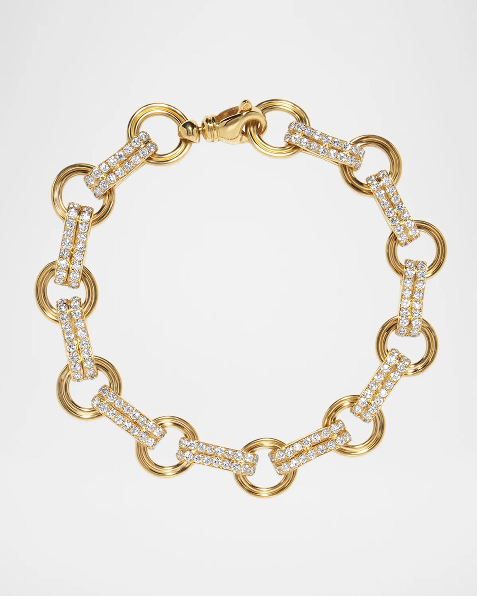 AZLEE 18K Robust Motif Bracelet with Full Diamonds | Neiman Marcus