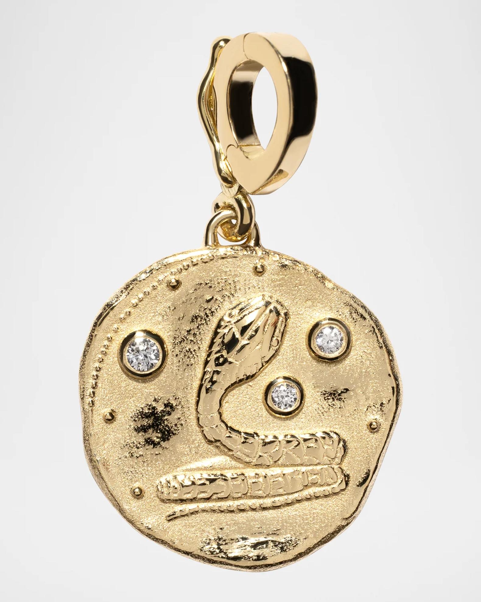AZLEE 18K Renewal Serpent Small Coin Pendant | Neiman Marcus