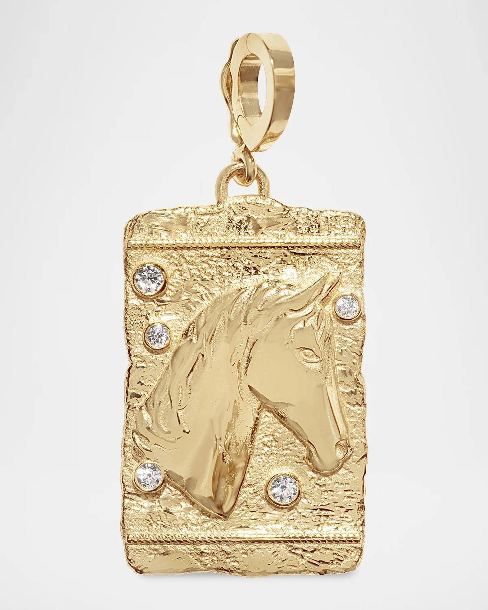 AZLEE 18K Horse Large Relic Coin Pendant | Neiman Marcus
