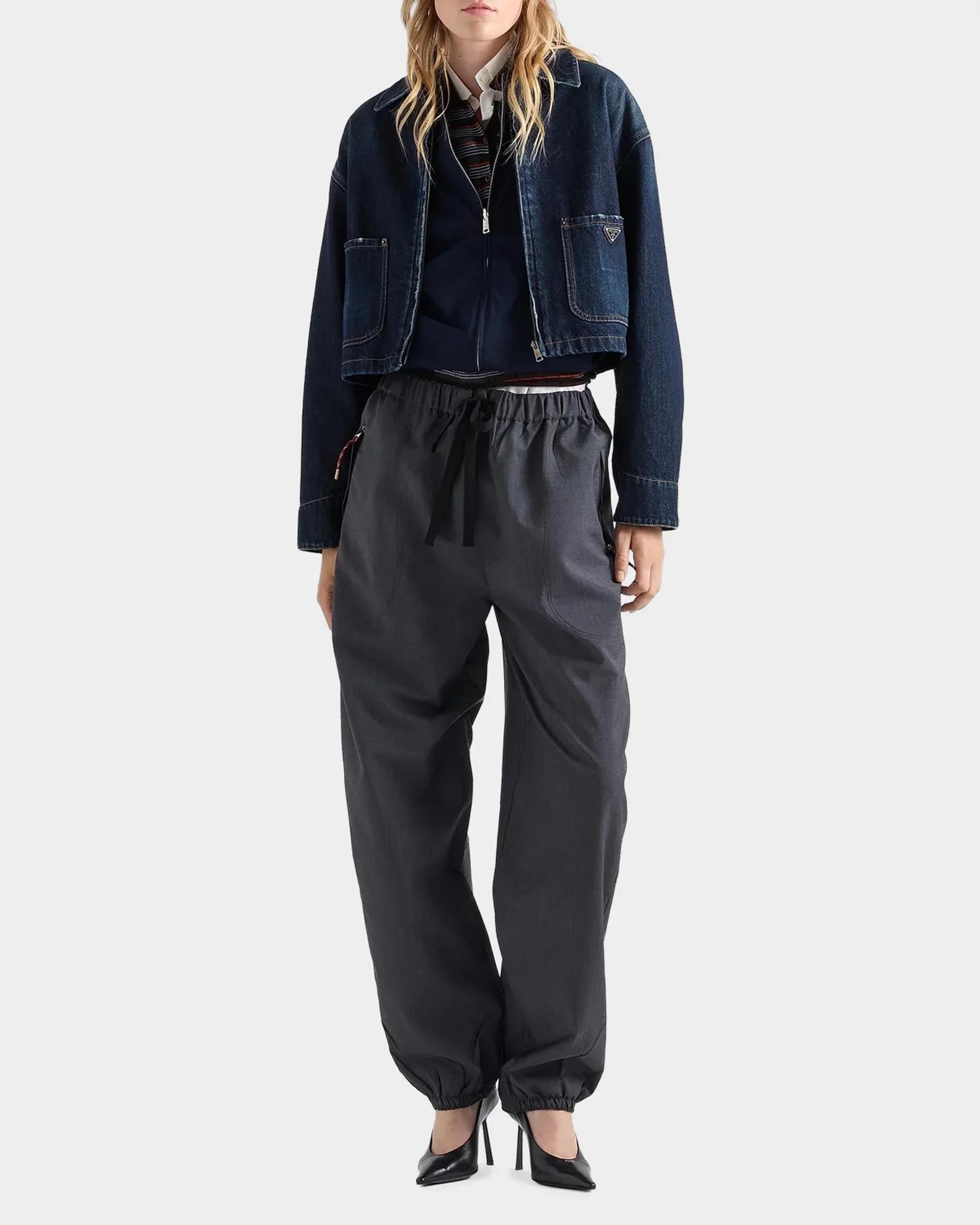 Prada Cropped Denim Blouson Jacket | Neiman Marcus