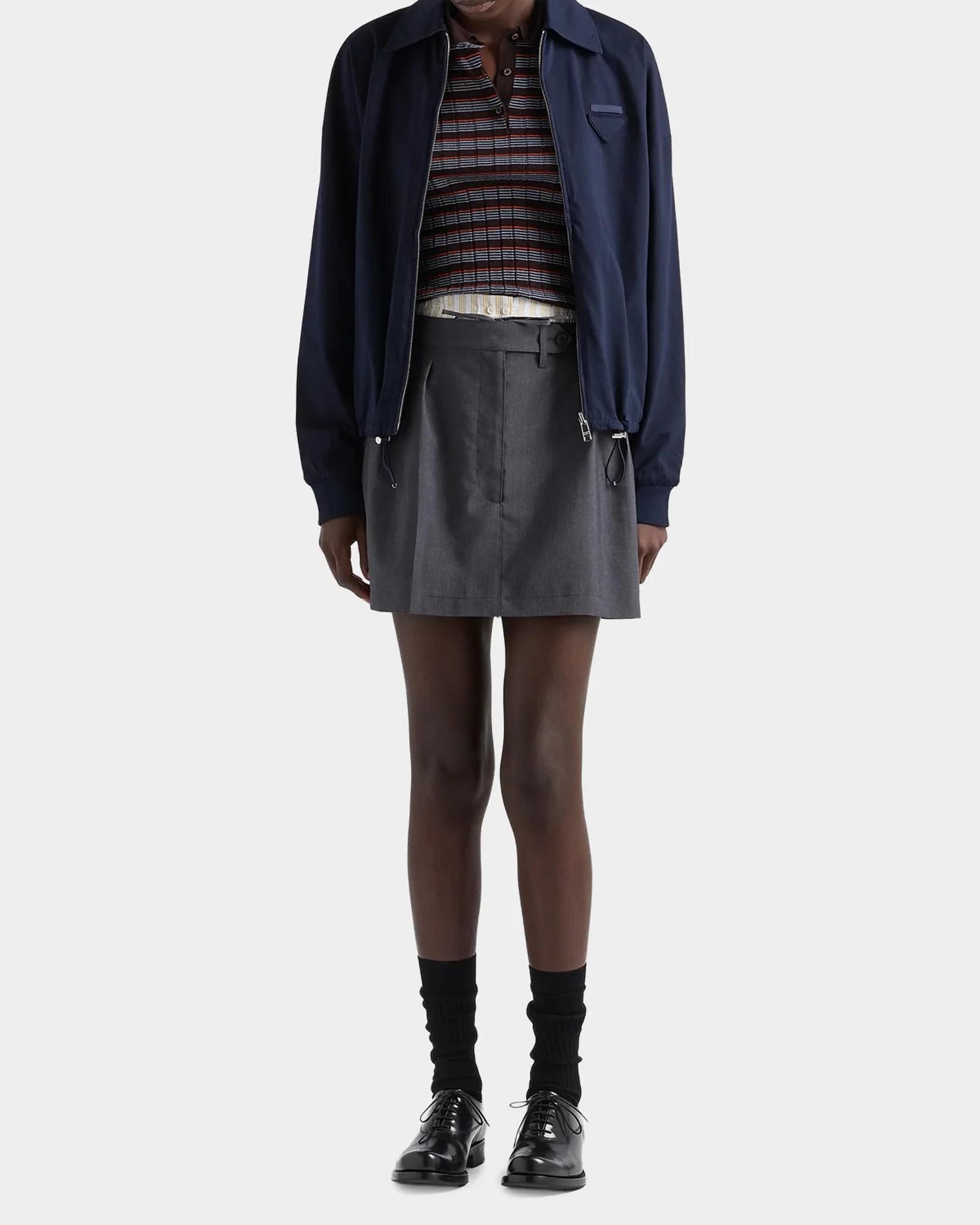 Prada Pleated Wool-Blend Mini Skirt | Neiman Marcus
