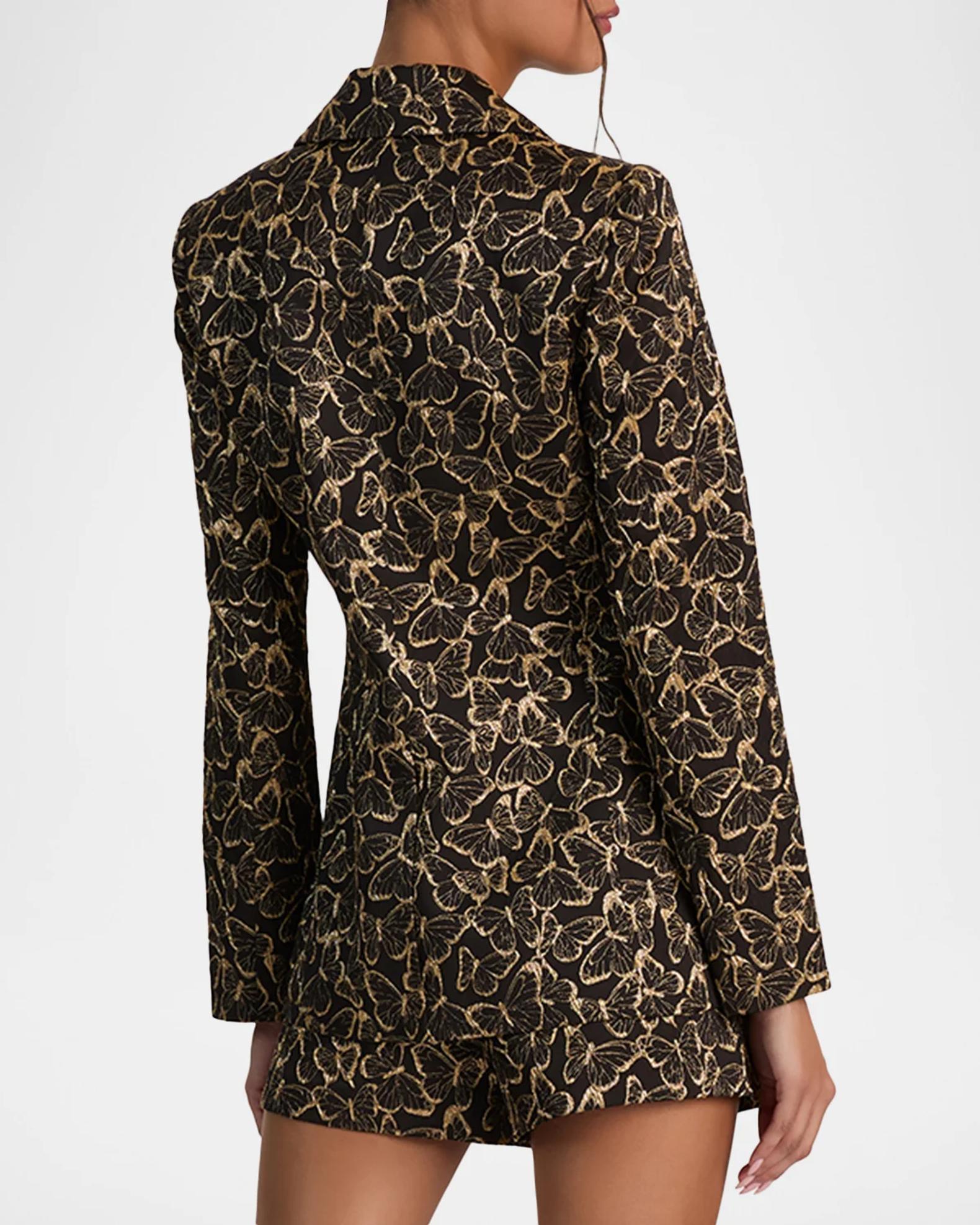 ALICE + OLIVIA Macey Butterfly Jacquard Single-Breasted Blazer