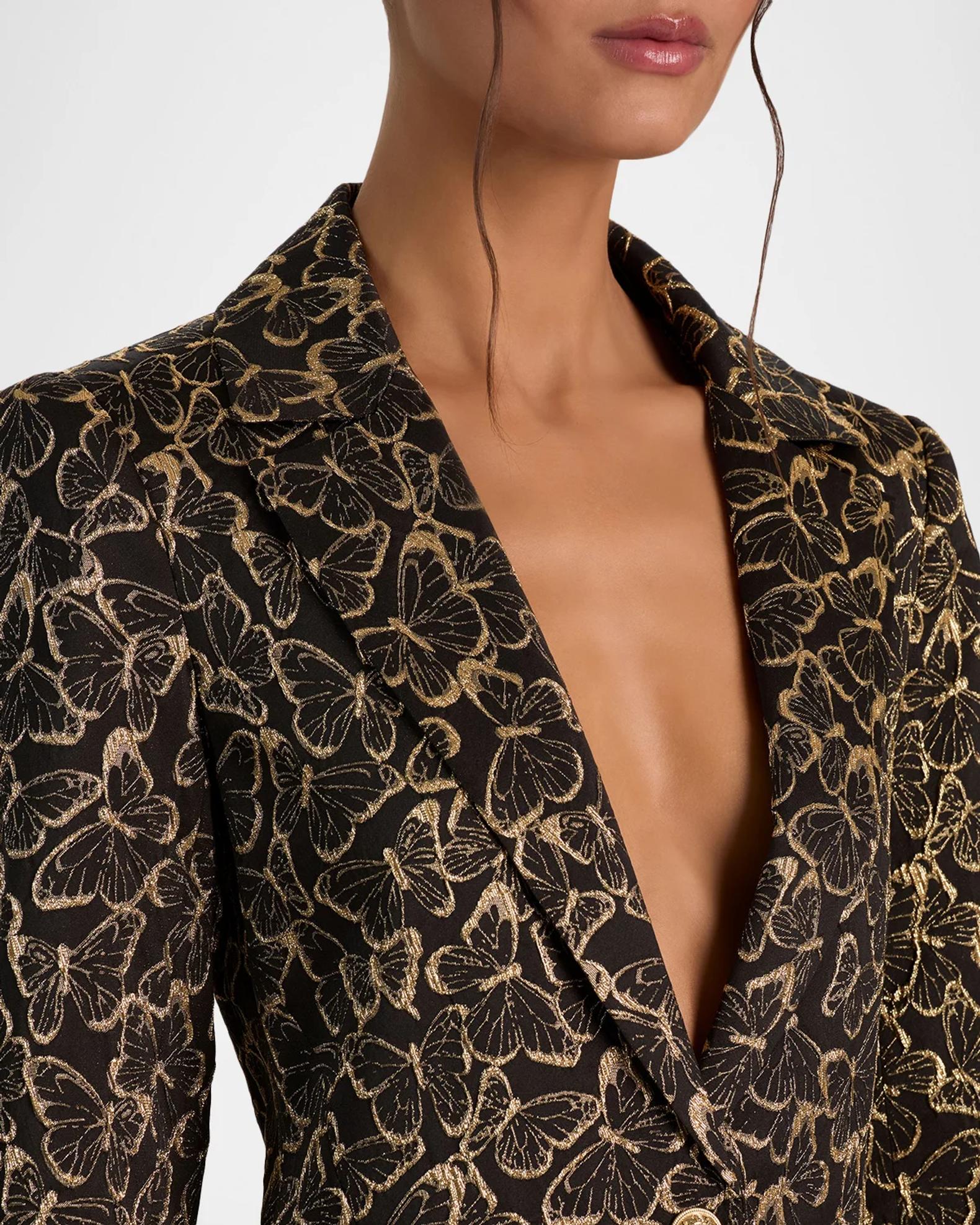 ALICE + OLIVIA Macey Butterfly Jacquard Single-Breasted Blazer