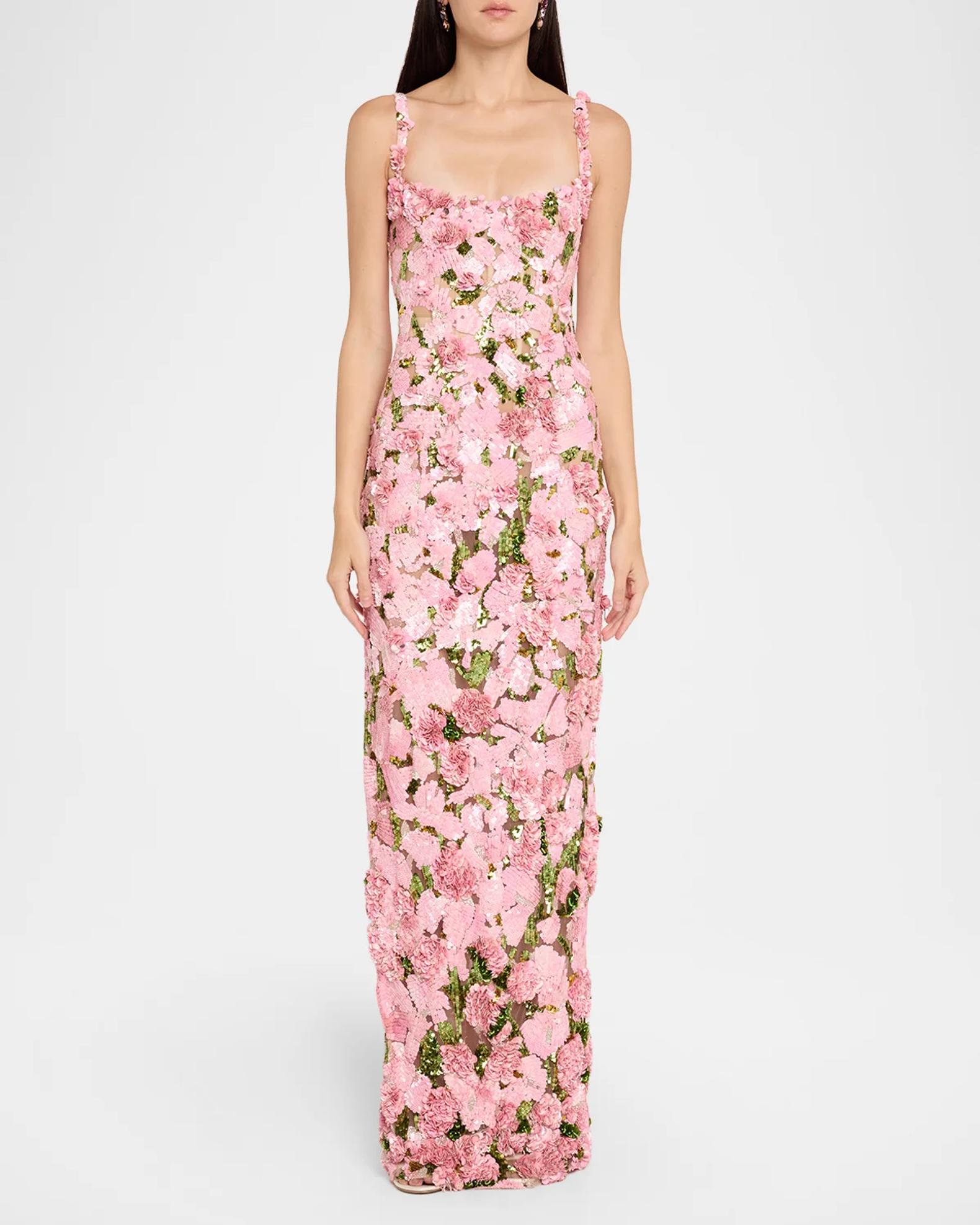 Oscar de la Renta Sleeveless Allover Beaded Iris Column Gown | Neiman ...