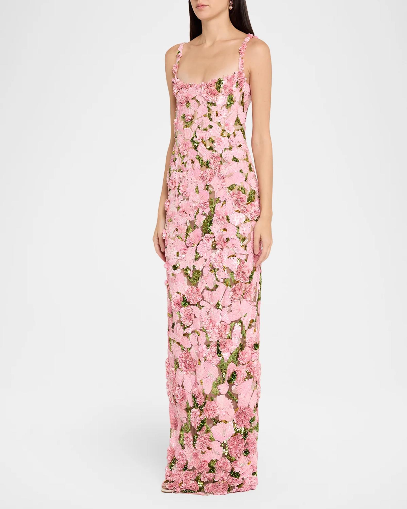 Oscar de la Renta Sleeveless Allover Beaded Iris Column Gown | Neiman ...
