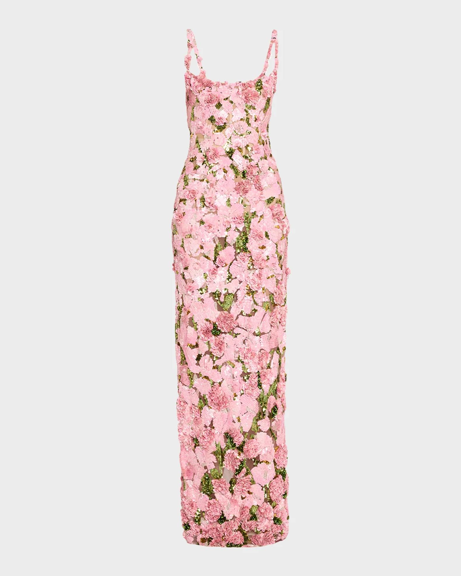 Oscar de la Renta Sleeveless Allover Beaded Iris Column Gown | Neiman ...