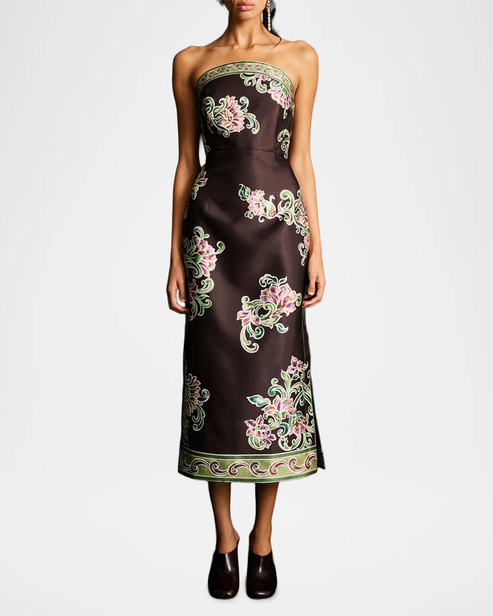 ALÉMAIS Josie Printed Bodice Midi Dress | Neiman Marcus