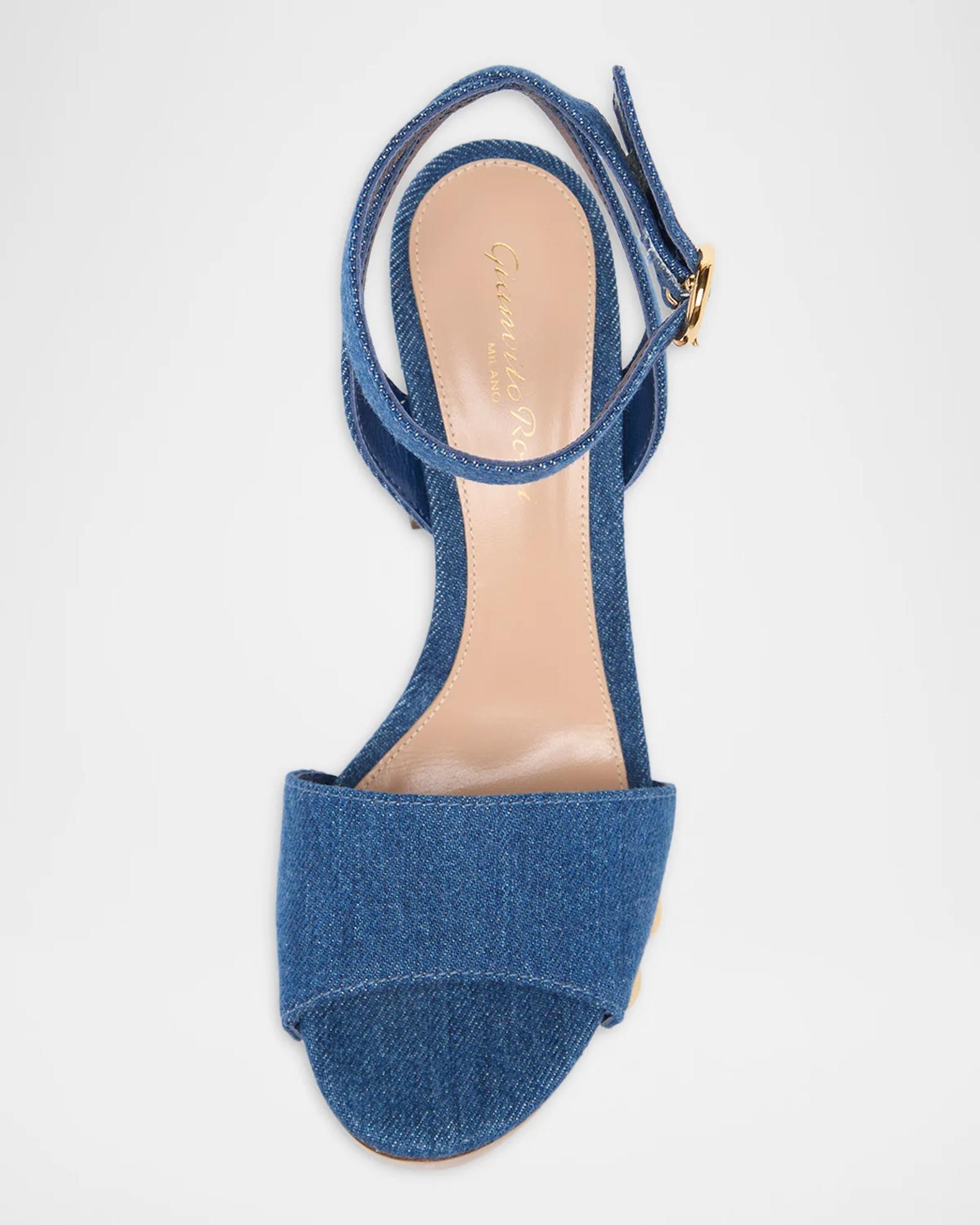 Gianvito Rossi 110mm Ard Denim Platform Sandals | Neiman Marcus