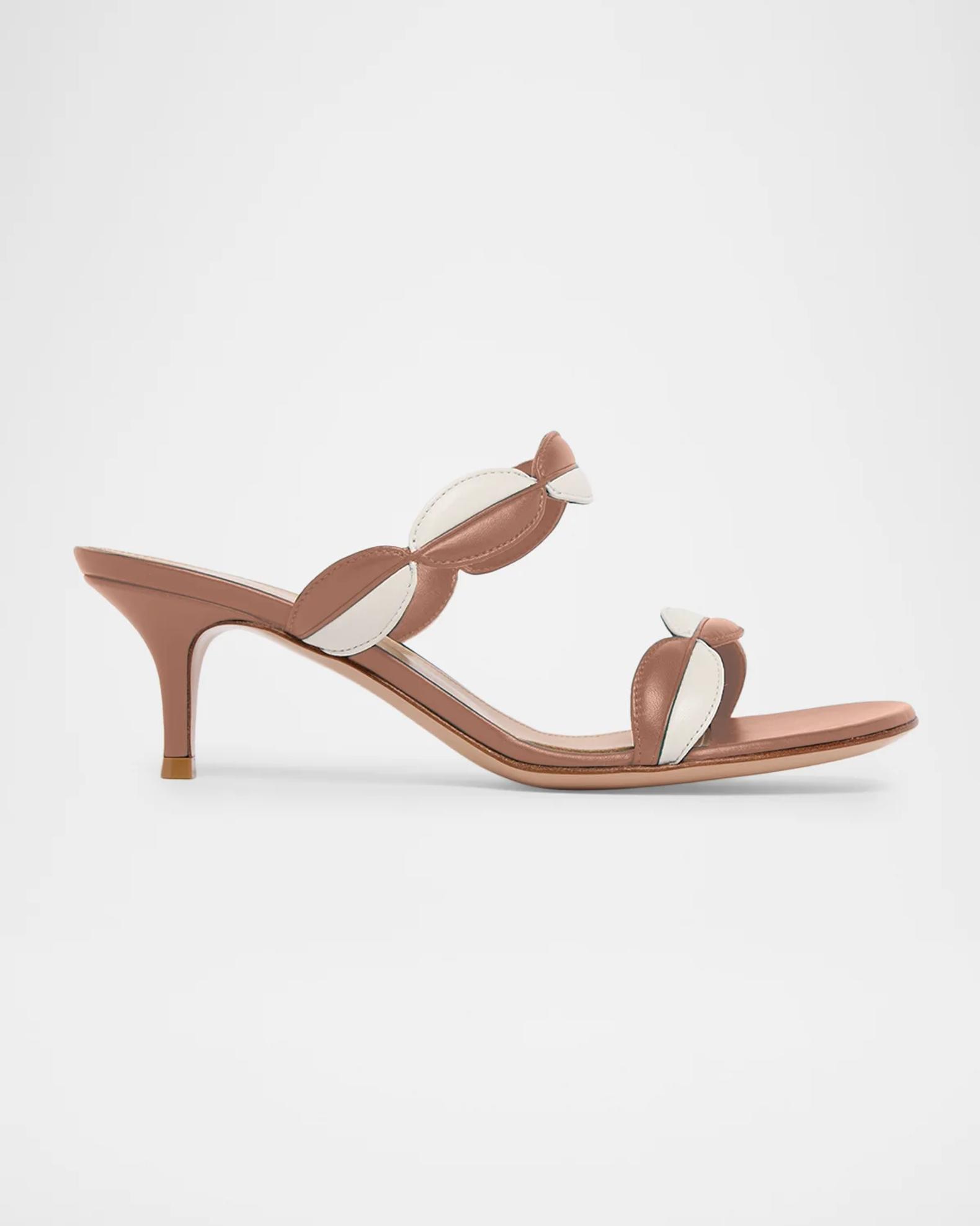 Gianvito Rossi 55mm Bicolor Oval Leather Sandals | Neiman Marcus