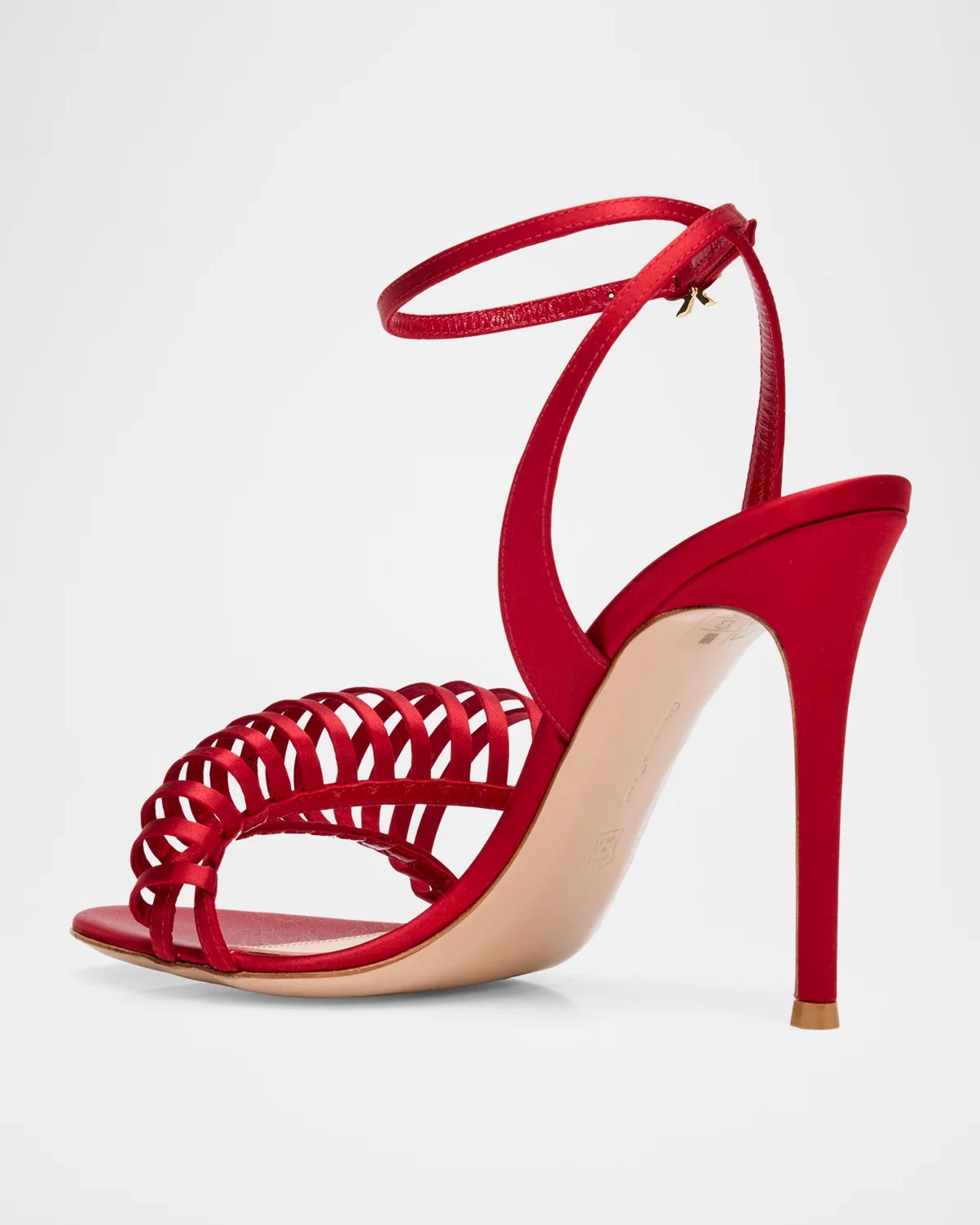 Gianvito Rossi 105mm Satin Ankle-Strap Sandals | Neiman Marcus