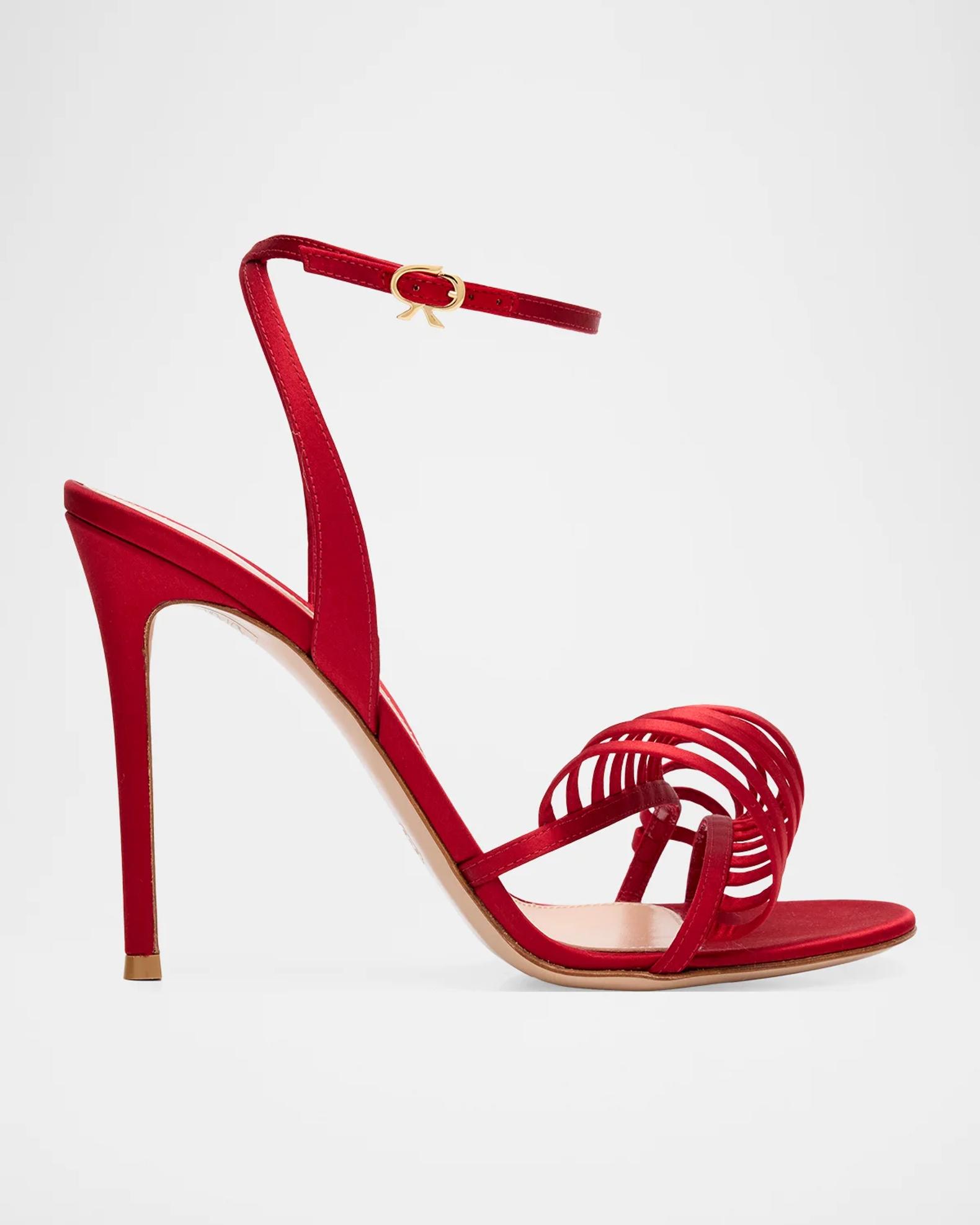 Gianvito Rossi 105mm Satin Ankle-Strap Sandals | Neiman Marcus