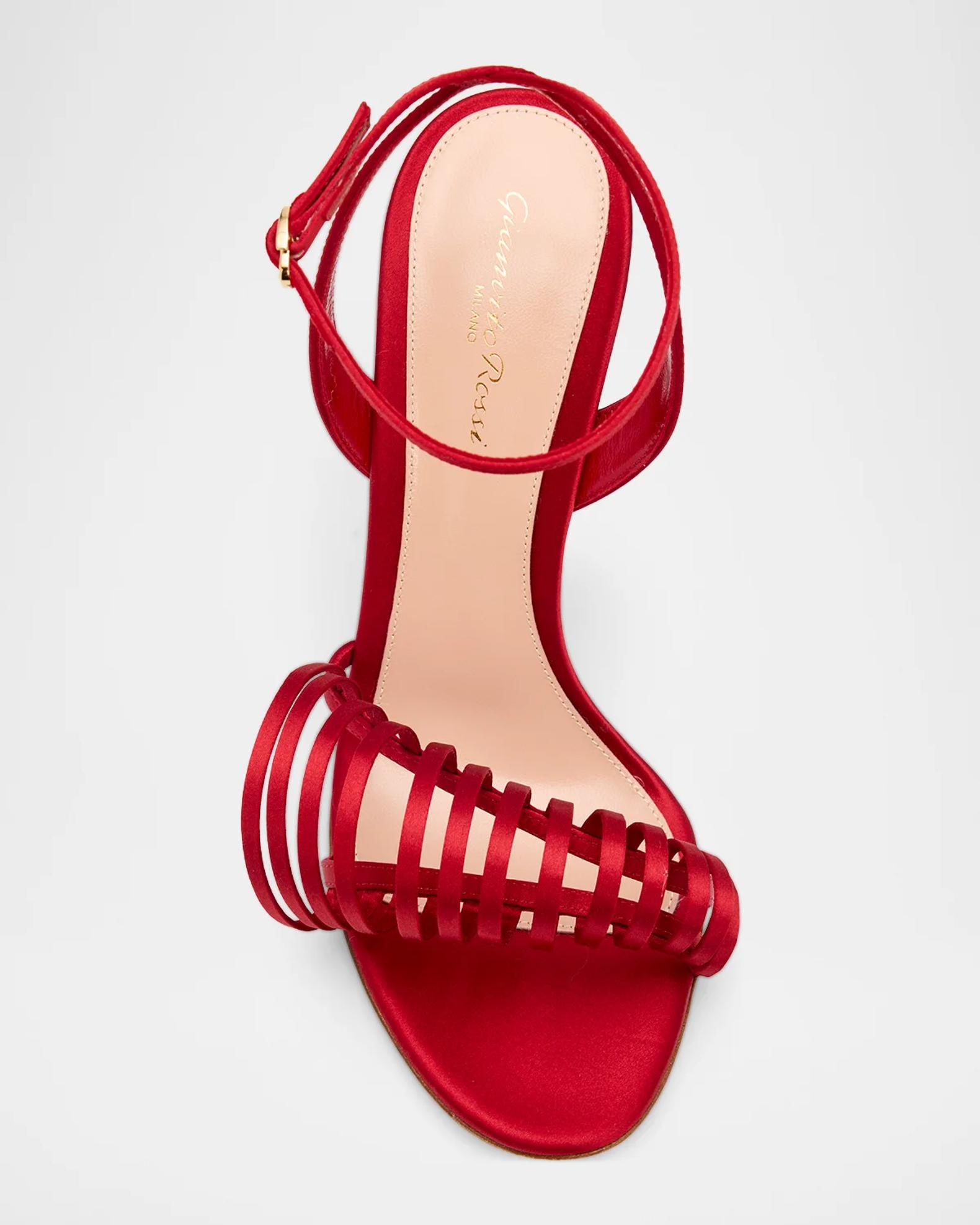 Gianvito Rossi 105mm Satin Ankle-Strap Sandals | Neiman Marcus