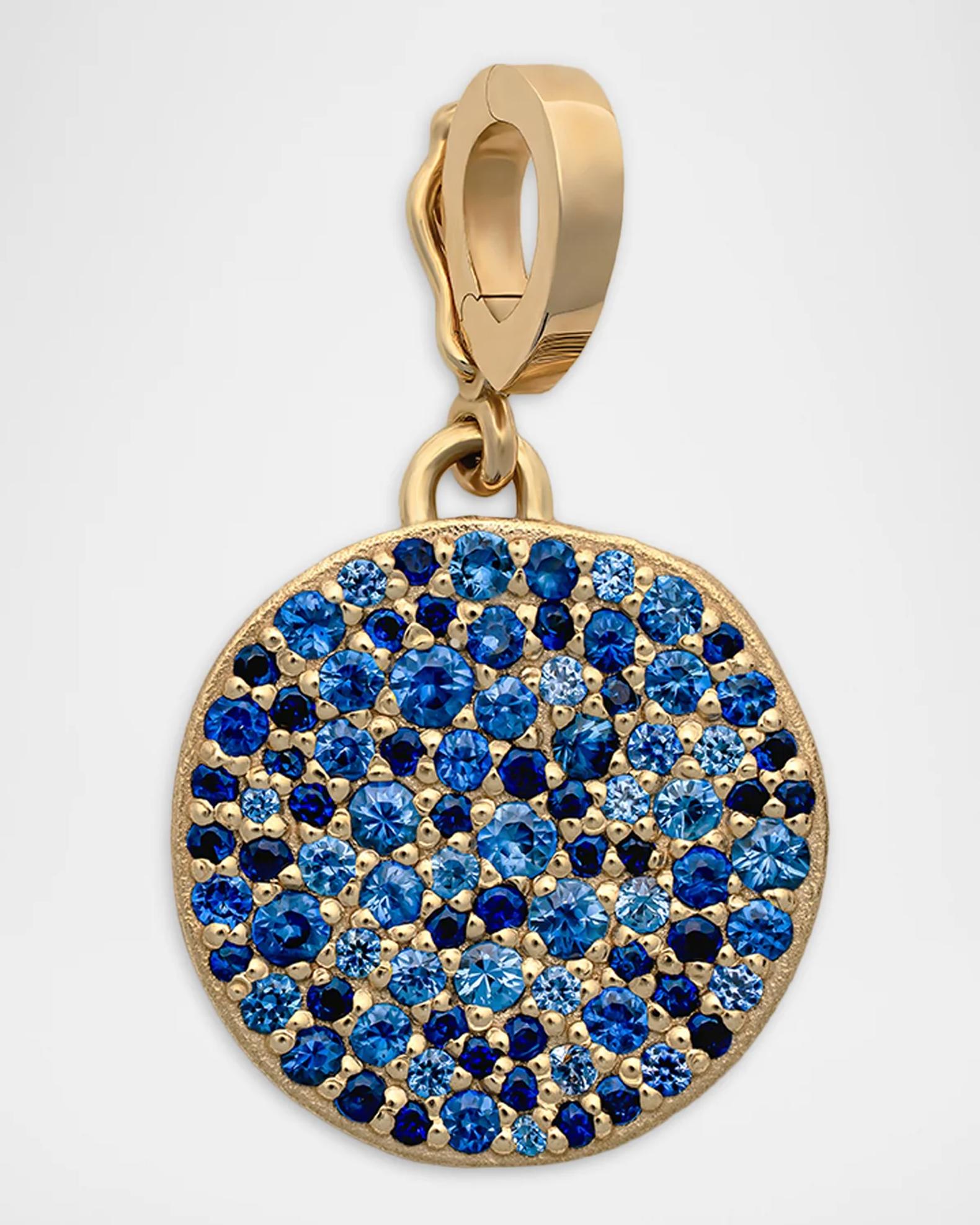 AZLEE 18K Dreams Midnight Small Sapphire Coin Pendant | Neiman Marcus