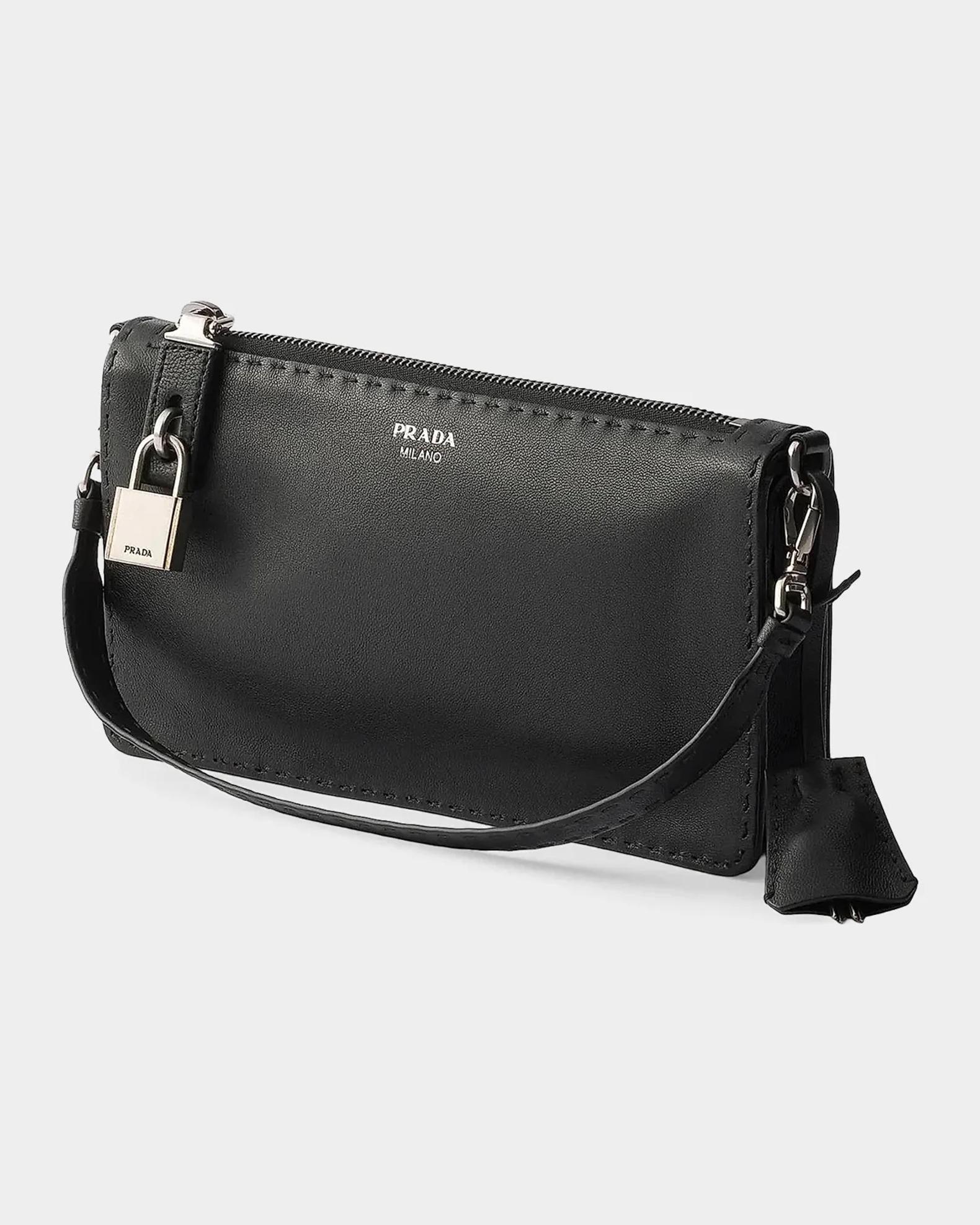 Prada Logo Nappa Leather Pouch | Neiman Marcus