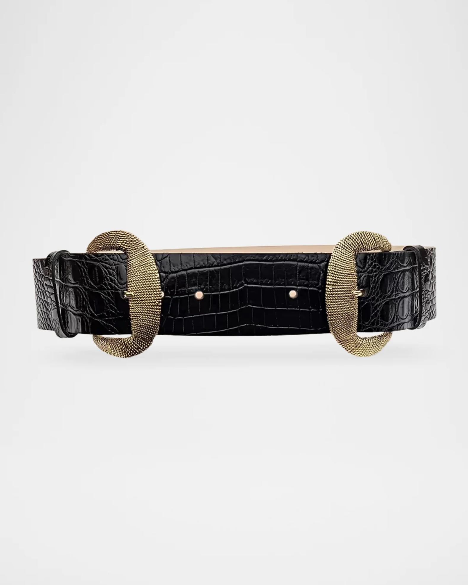 L'AGENCE Rooney Croc-Embossed Leather Belt | Neiman Marcus