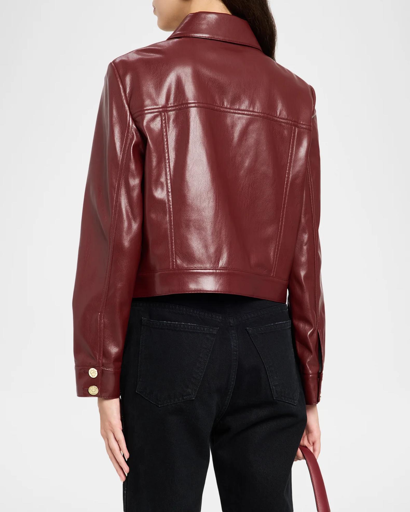 ALICE + OLIVIA Alex Faux-Leather Boxy Jacket | Neiman Marcus