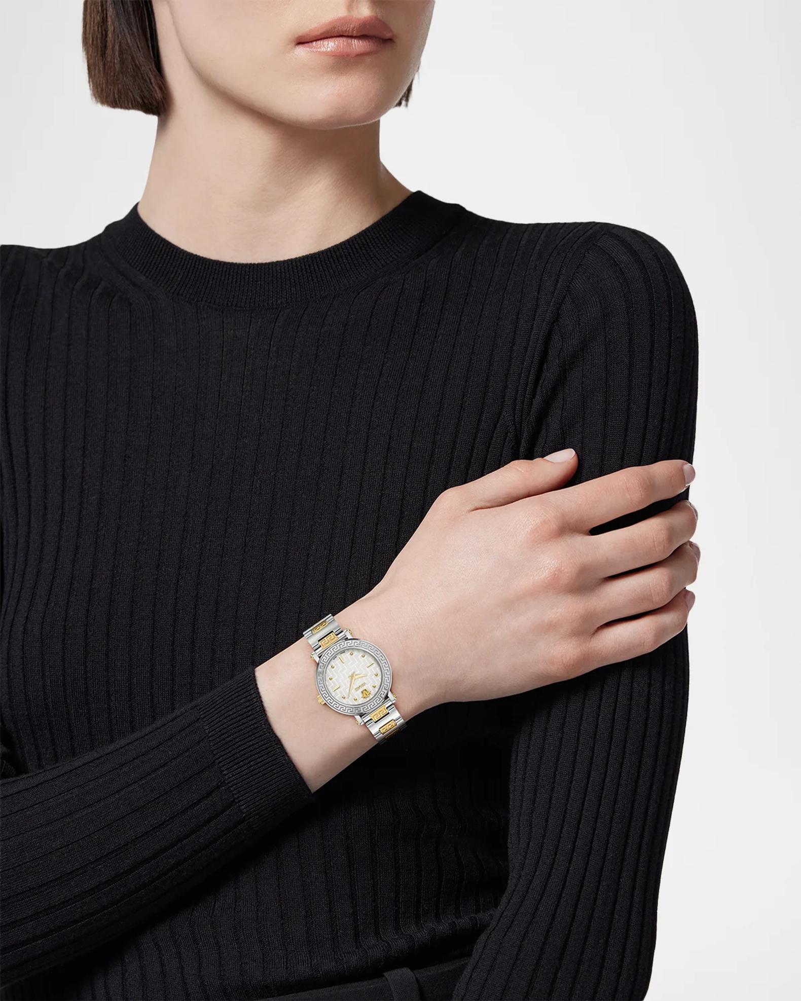 Versace Greca Sphere Petite 30mm Two-Tone Bracelet Watch | Neiman Marcus