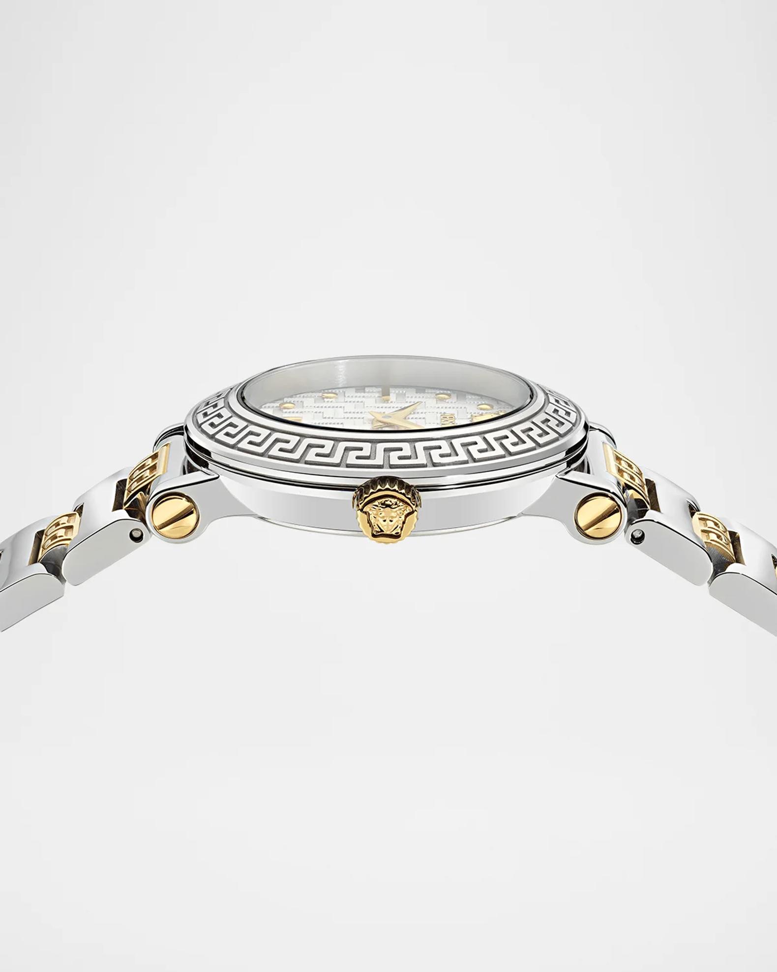 Versace Greca Sphere Petite 30mm Two-Tone Bracelet Watch | Neiman Marcus
