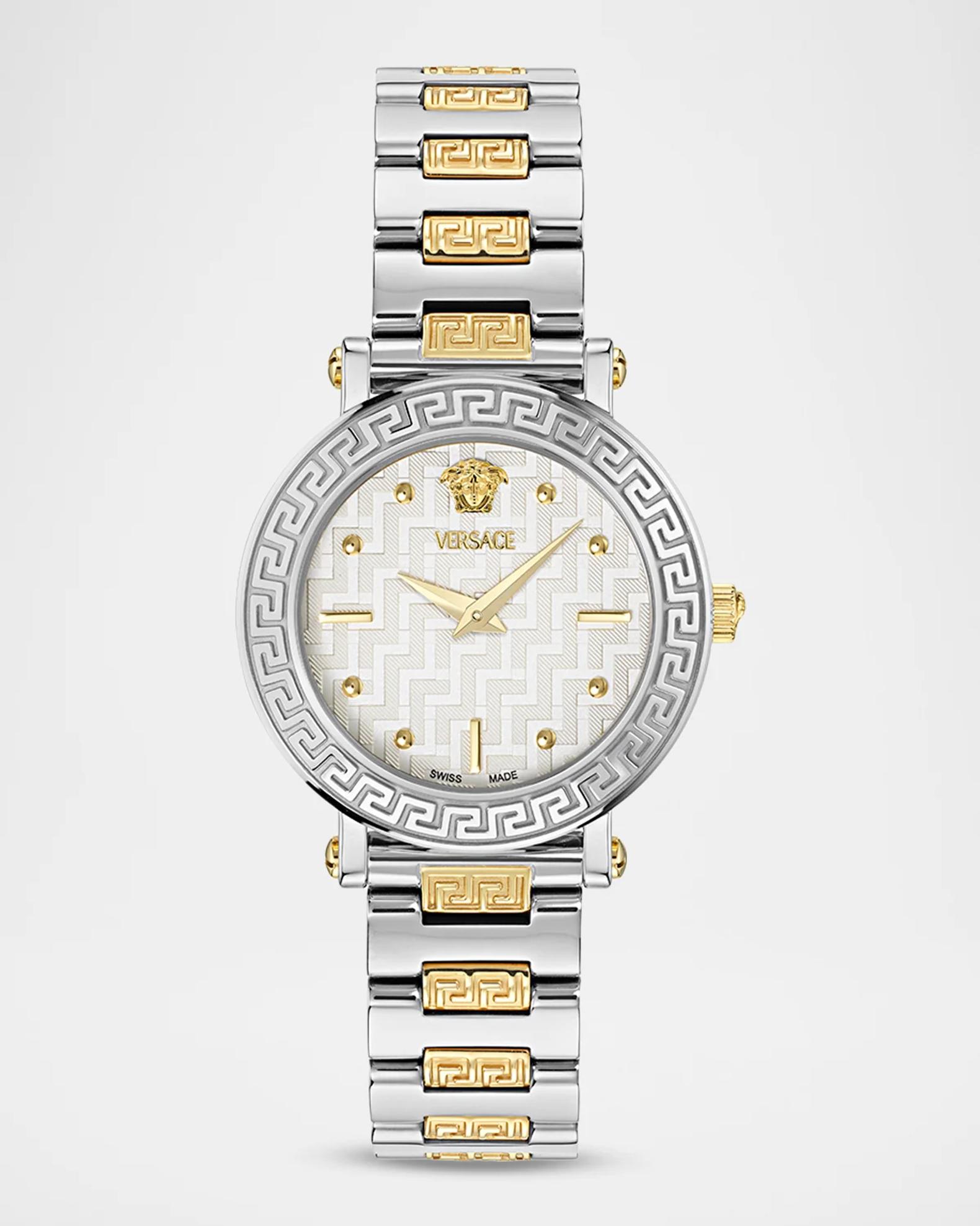 Versace Greca Sphere Petite 30mm Two-Tone Bracelet Watch | Neiman Marcus