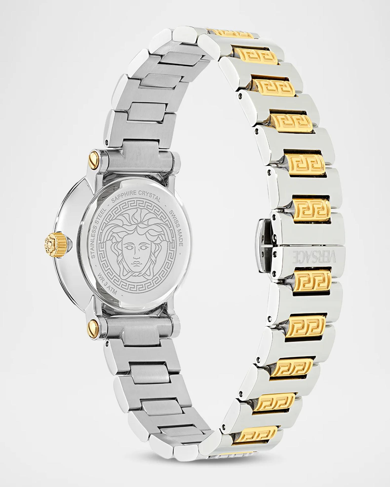 Versace Greca Sphere Petite 30mm Two-Tone Bracelet Watch | Neiman Marcus